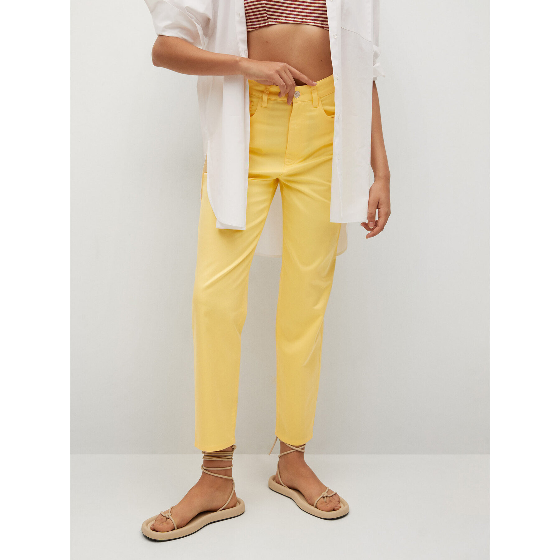 Mango Pantaloni din material Fives 17032027 Galben Regular Fit - Pled.ro