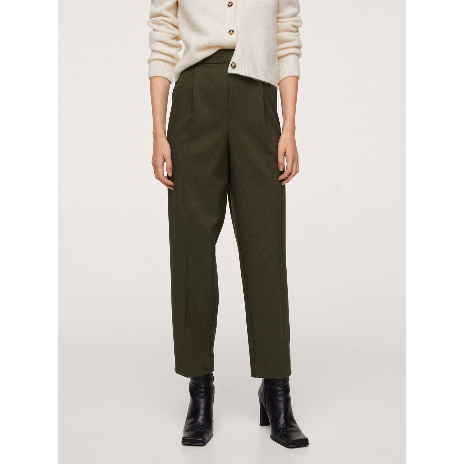 Mango Pantaloni din material Goro 17049075 Verde Slouchy Fit - Pled.ro