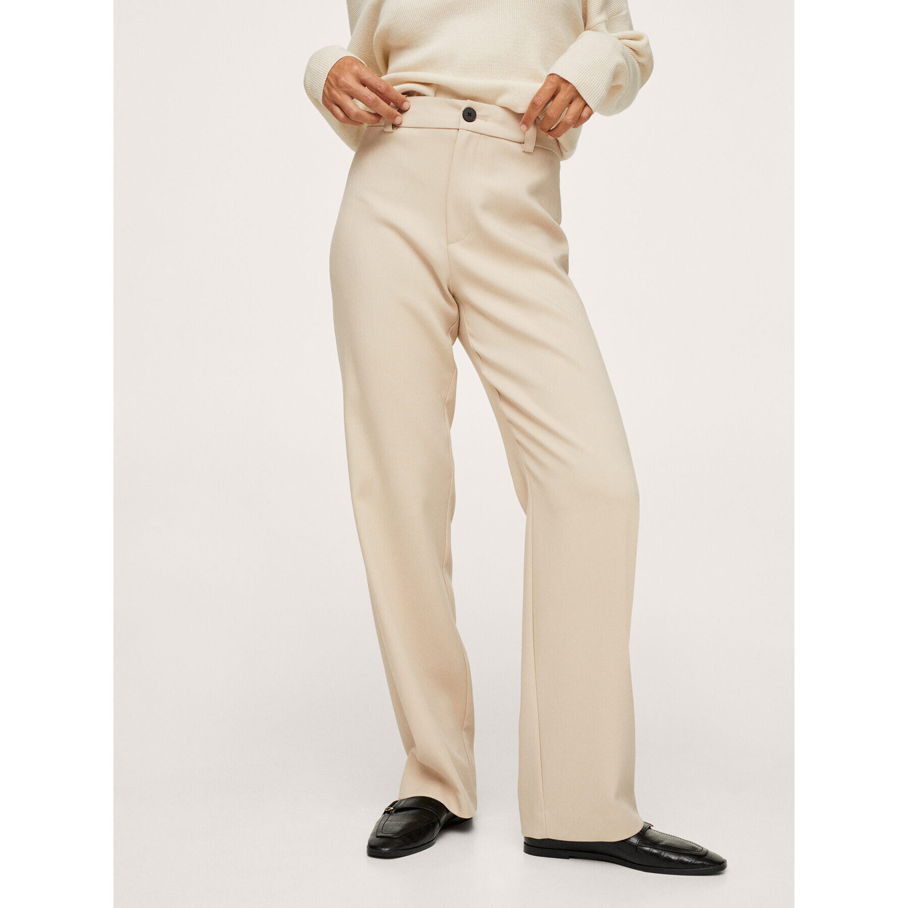 Mango Pantaloni din material Larios 17065925 Bej Regular Fit - Pled.ro