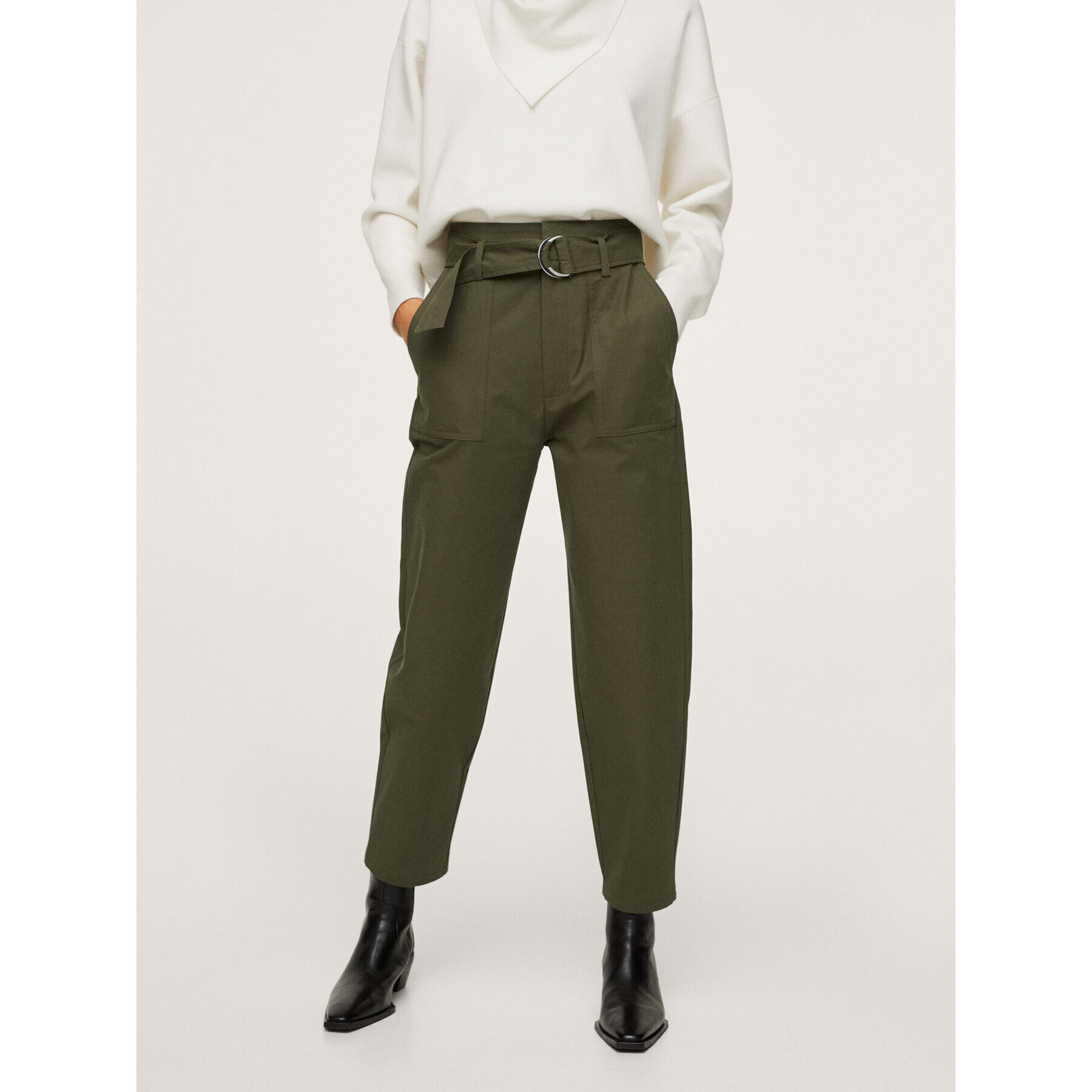 Mango Pantaloni din material Lolo 17026323 Verde Regular Fit - Pled.ro