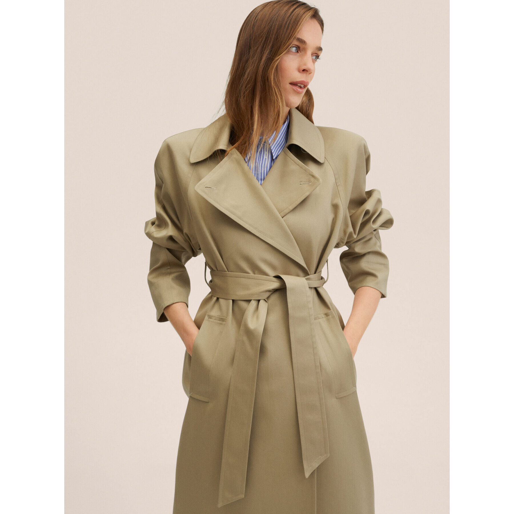 Mango Trench Cruella 27074039 Verde Oversize - Pled.ro