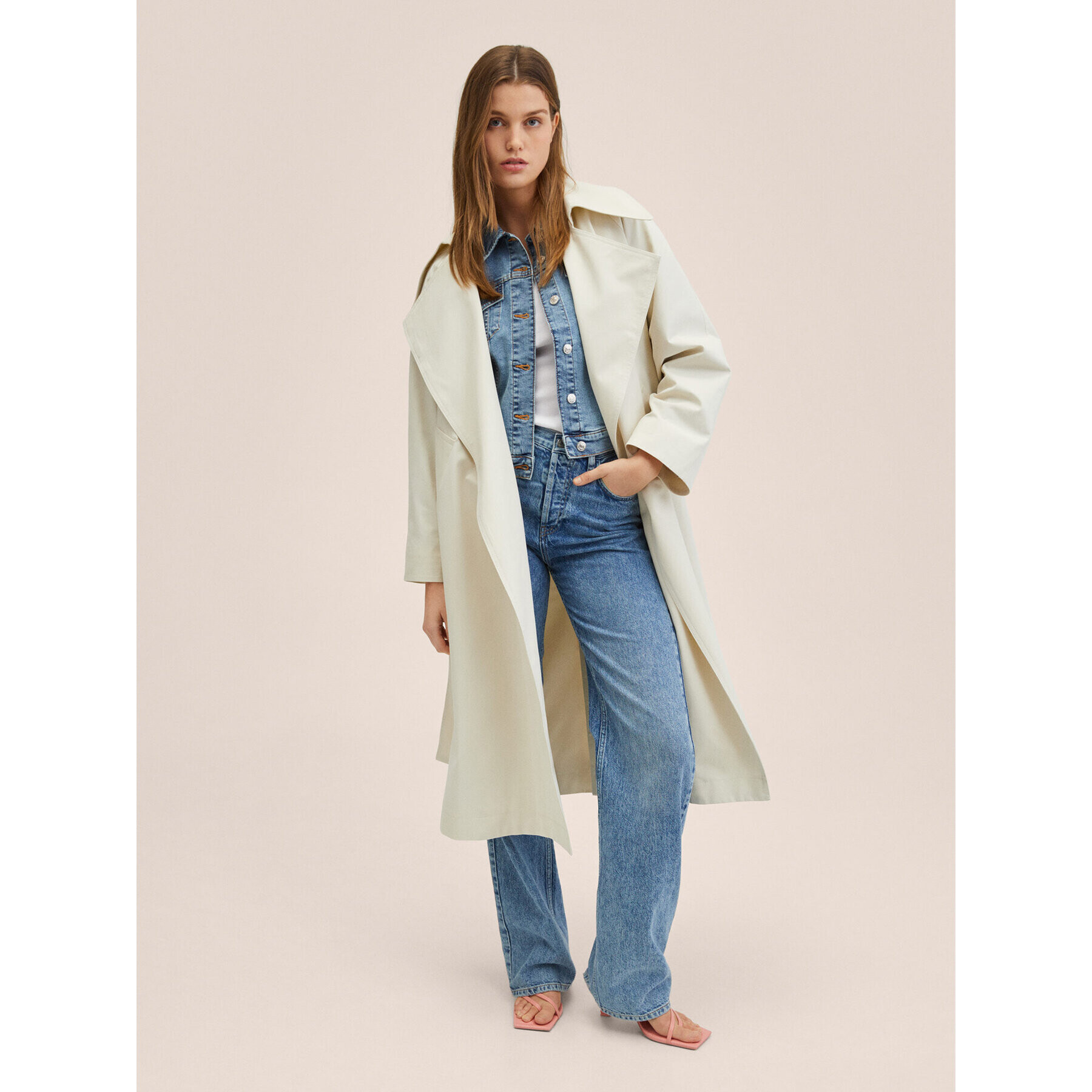 Mango Trench Mint 27094018 Bej Oversize - Pled.ro