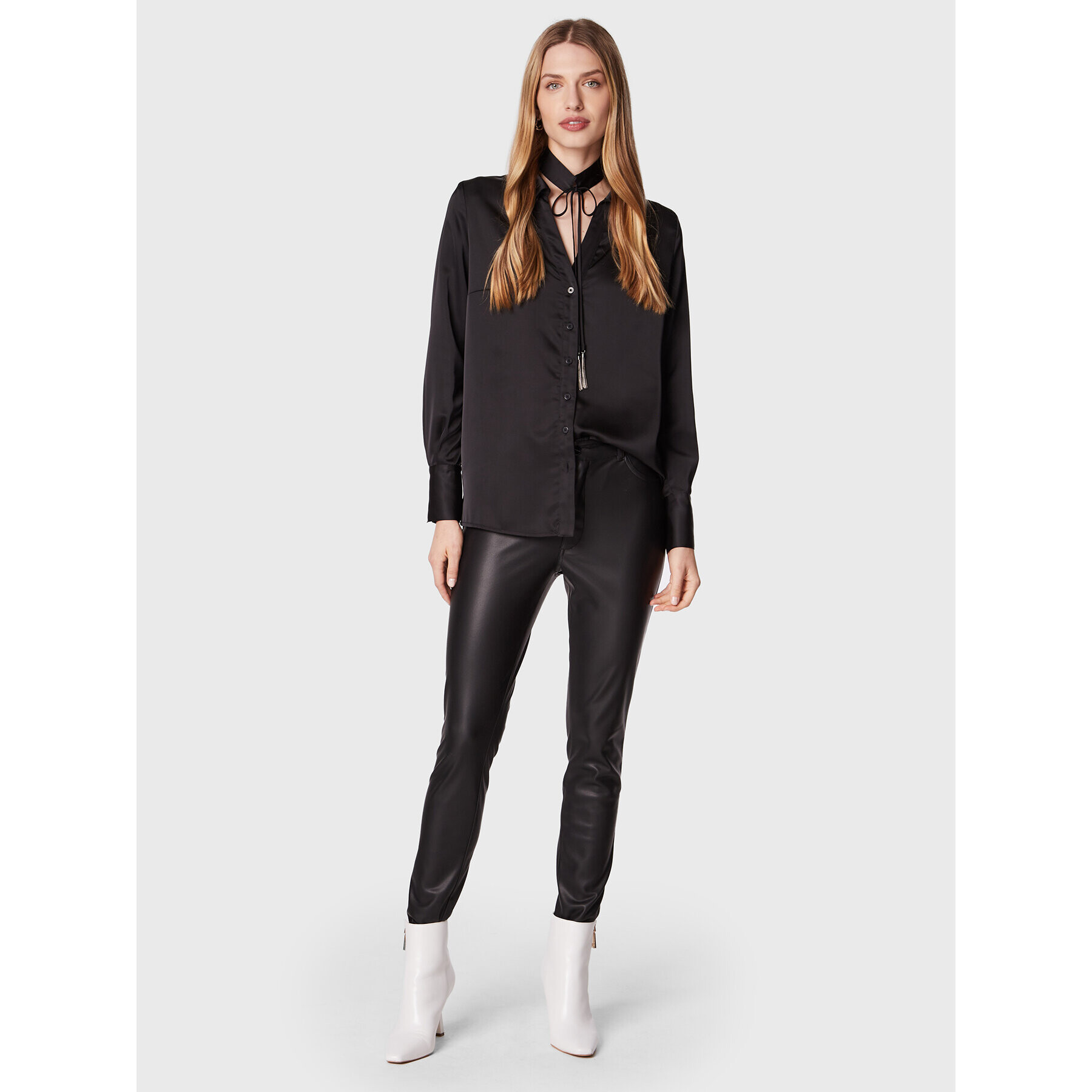 Marciano Guess Pantaloni din imitație de piele Nova 1BGB01 9645Z Negru Skinny Fit - Pled.ro