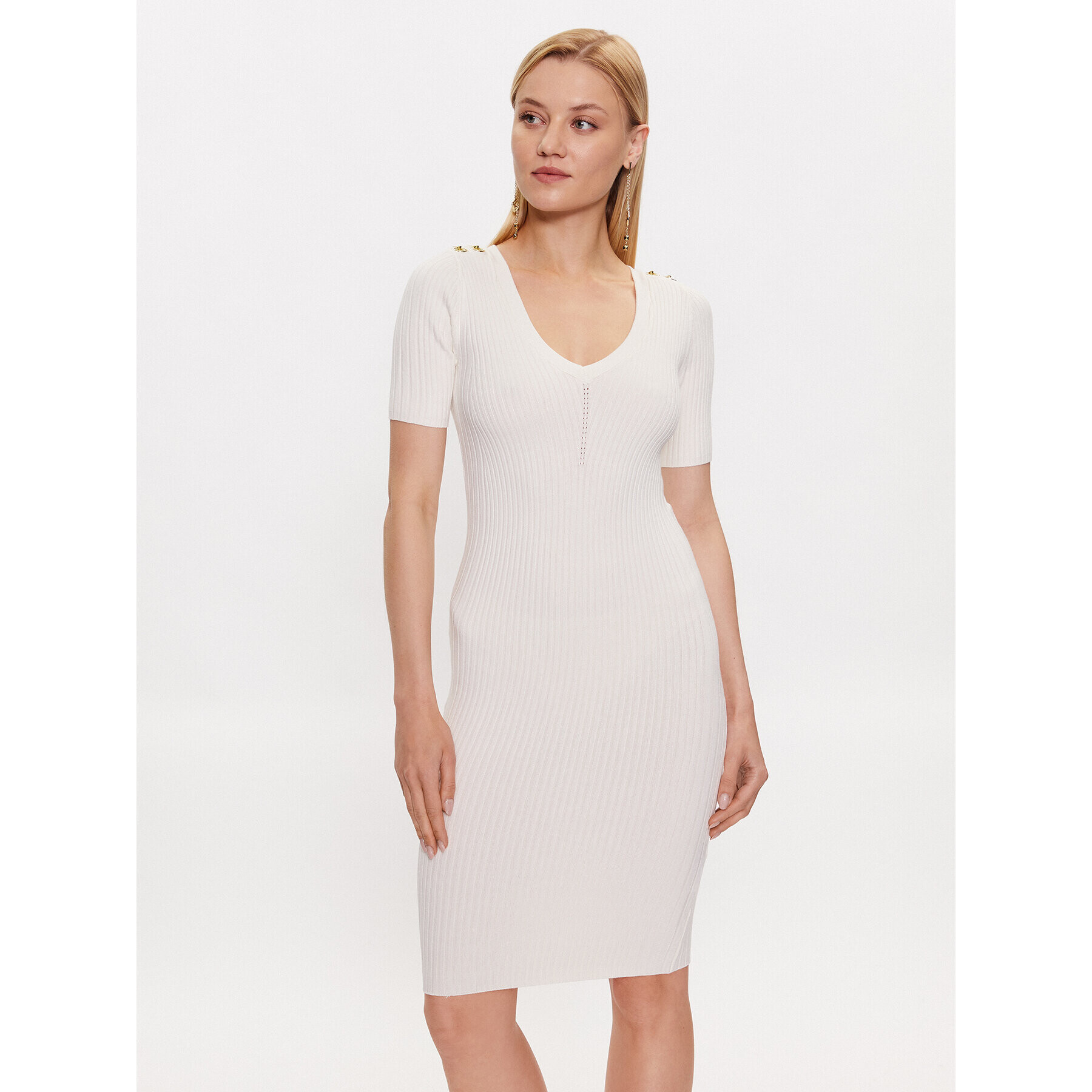 Marciano Guess Rochie tricotată 3YGK01 5613Z Alb Bodycon Fit - Pled.ro