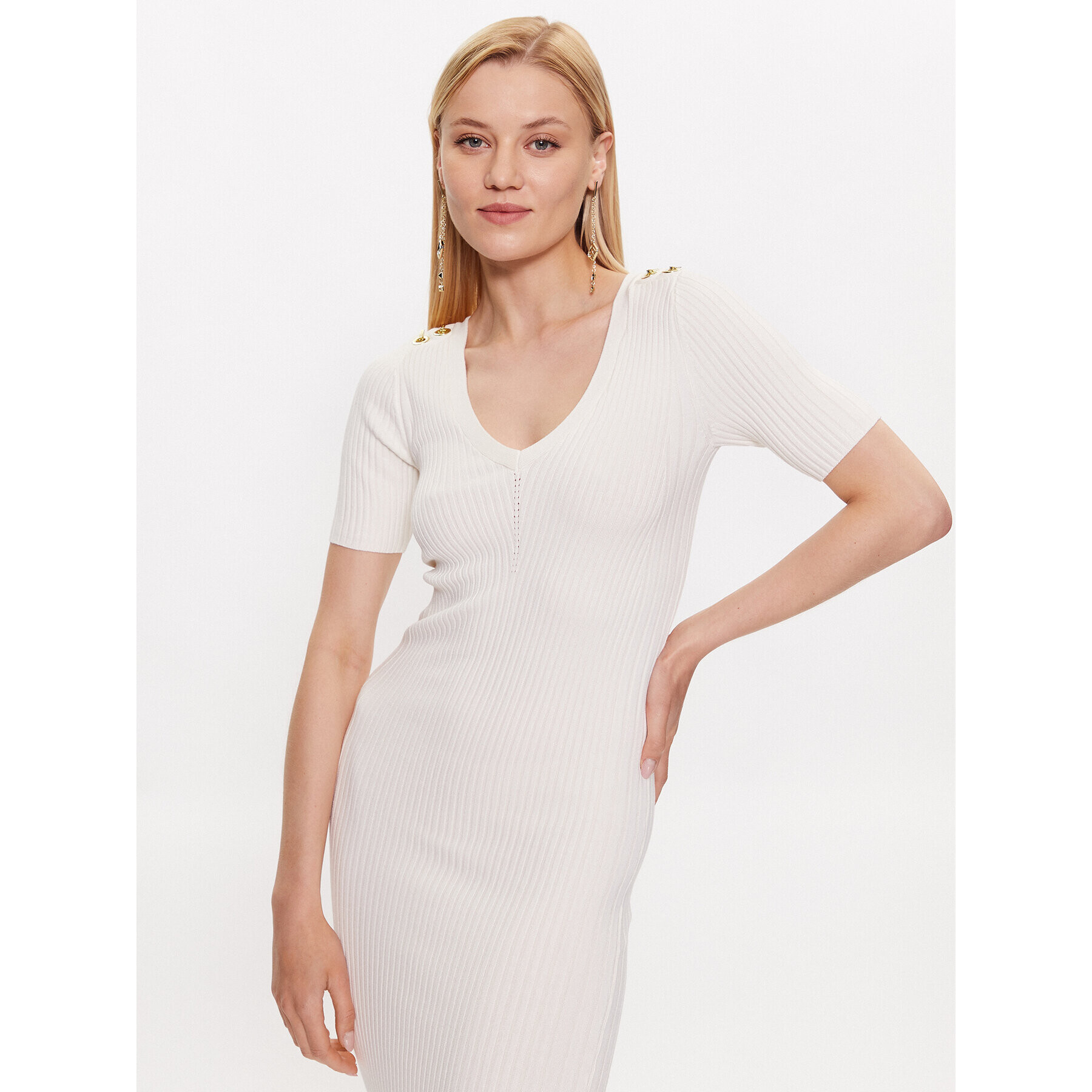 Marciano Guess Rochie tricotată 3YGK01 5613Z Alb Bodycon Fit - Pled.ro