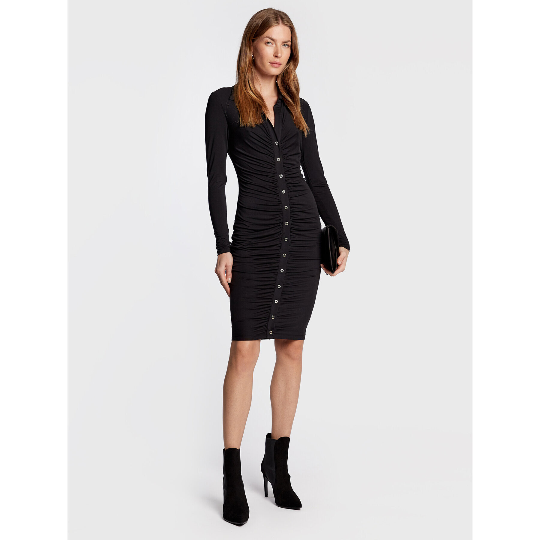 Marciano Guess Rochie tip cămașă 2BGK55 6158A Negru Slim Fit - Pled.ro