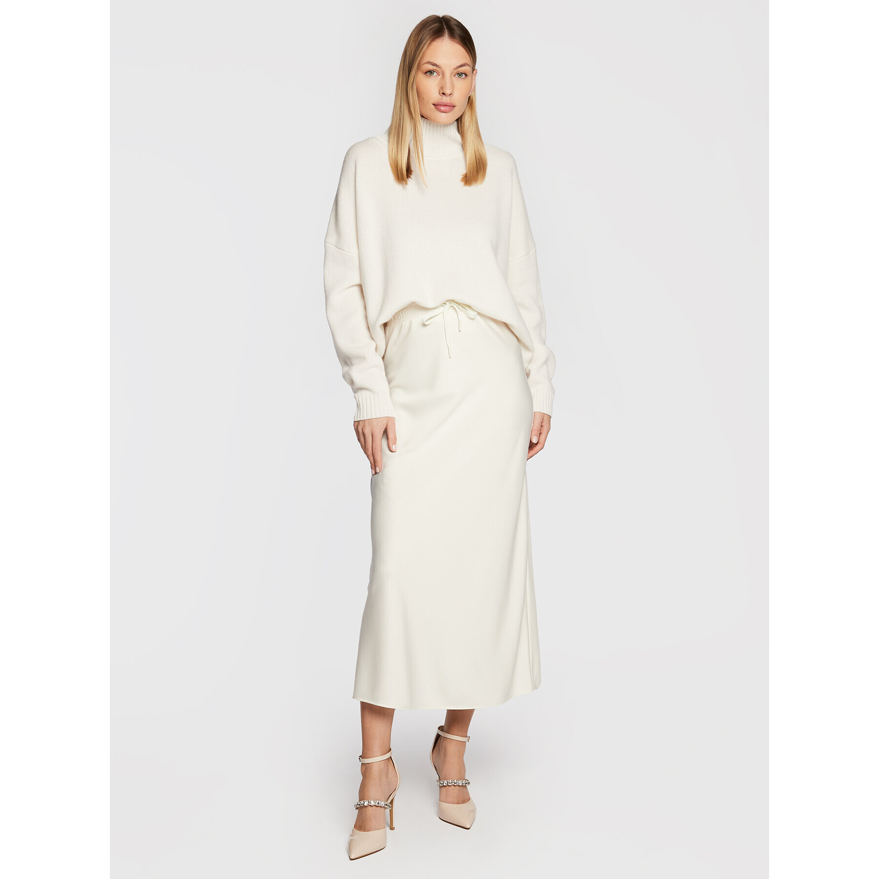 Marella Fustă midi Crema 31060129 Alb Regular Fit - Pled.ro