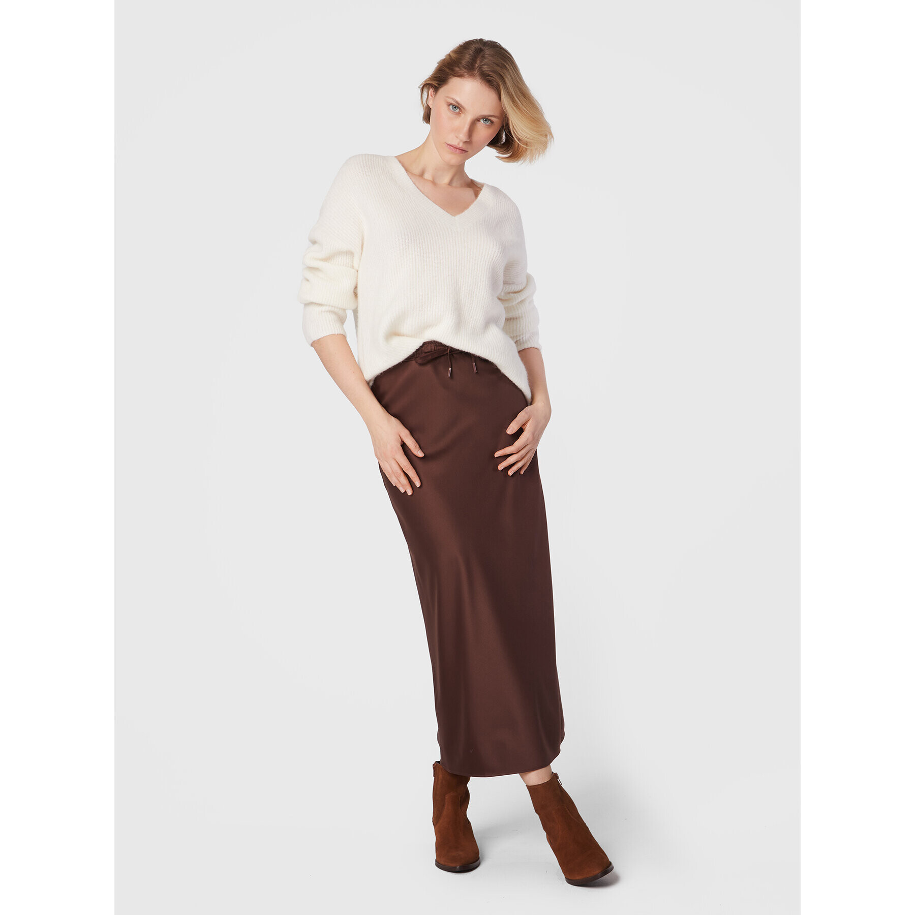 Marella Fustă midi Crema 31060129 Maro Regular Fit - Pled.ro