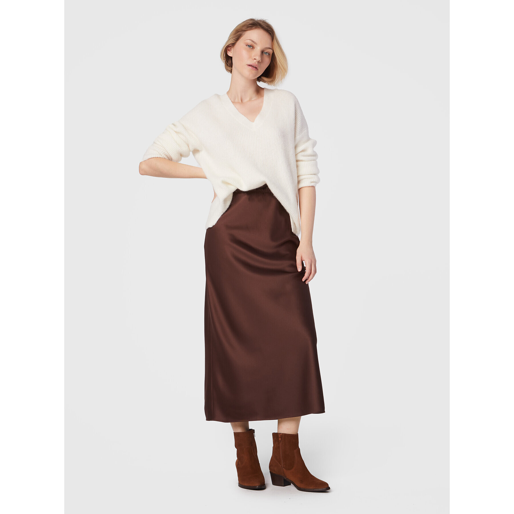 Marella Fustă midi Crema 31060129 Maro Regular Fit - Pled.ro