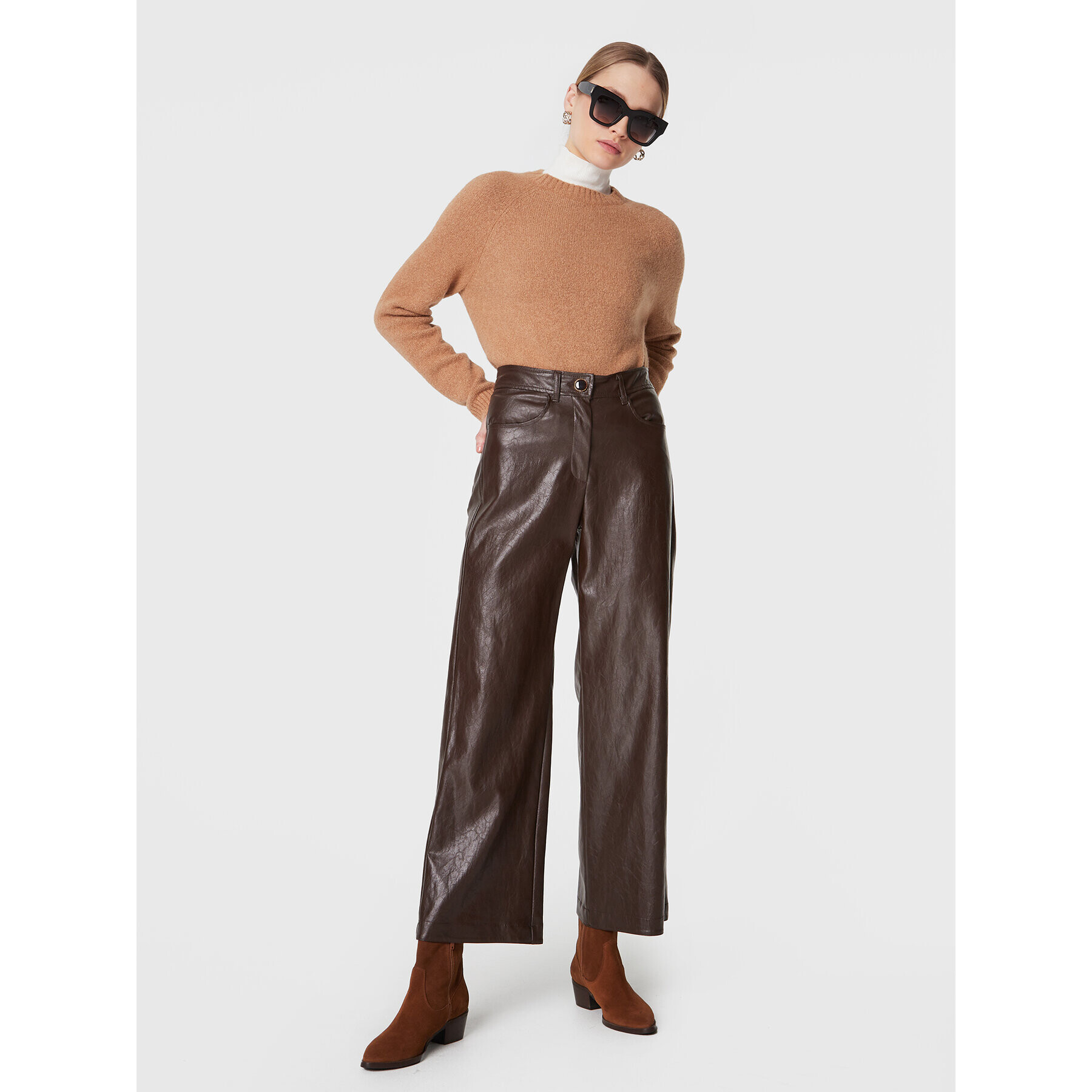 Marella Pantaloni din imitație de piele Ieri 31361126 Maro Flare Fit - Pled.ro