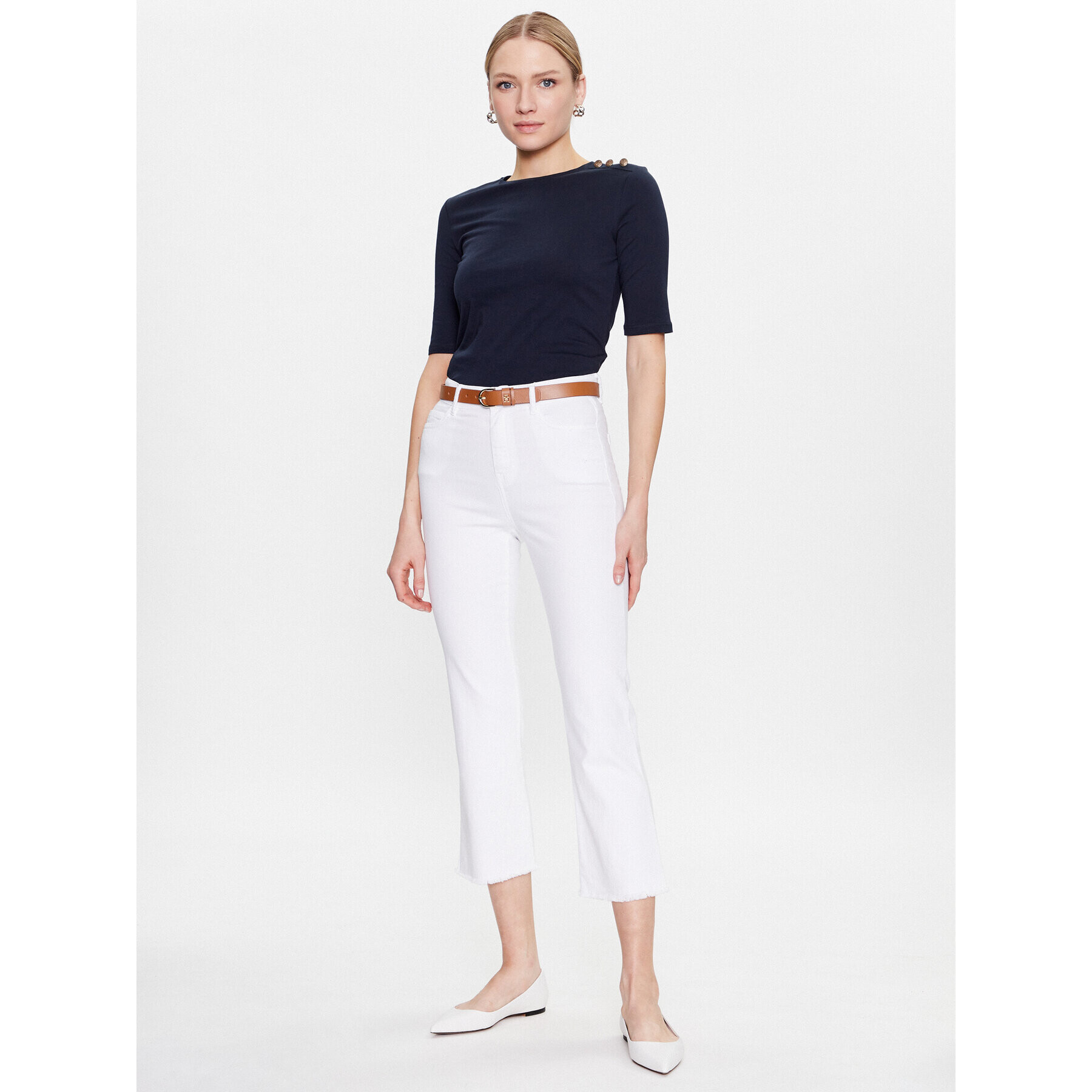 Marella Pantaloni din material Olpe 2331310334 Alb Regular Fit - Pled.ro