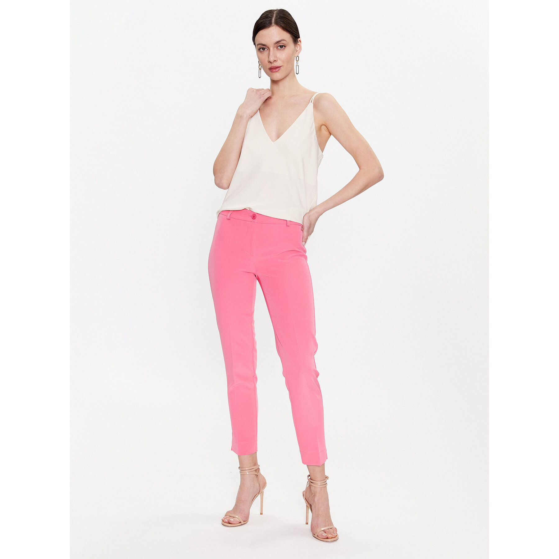 Maryley Pantaloni din material 23EB52Z/M08/43FR Roz Slim Fit - Pled.ro