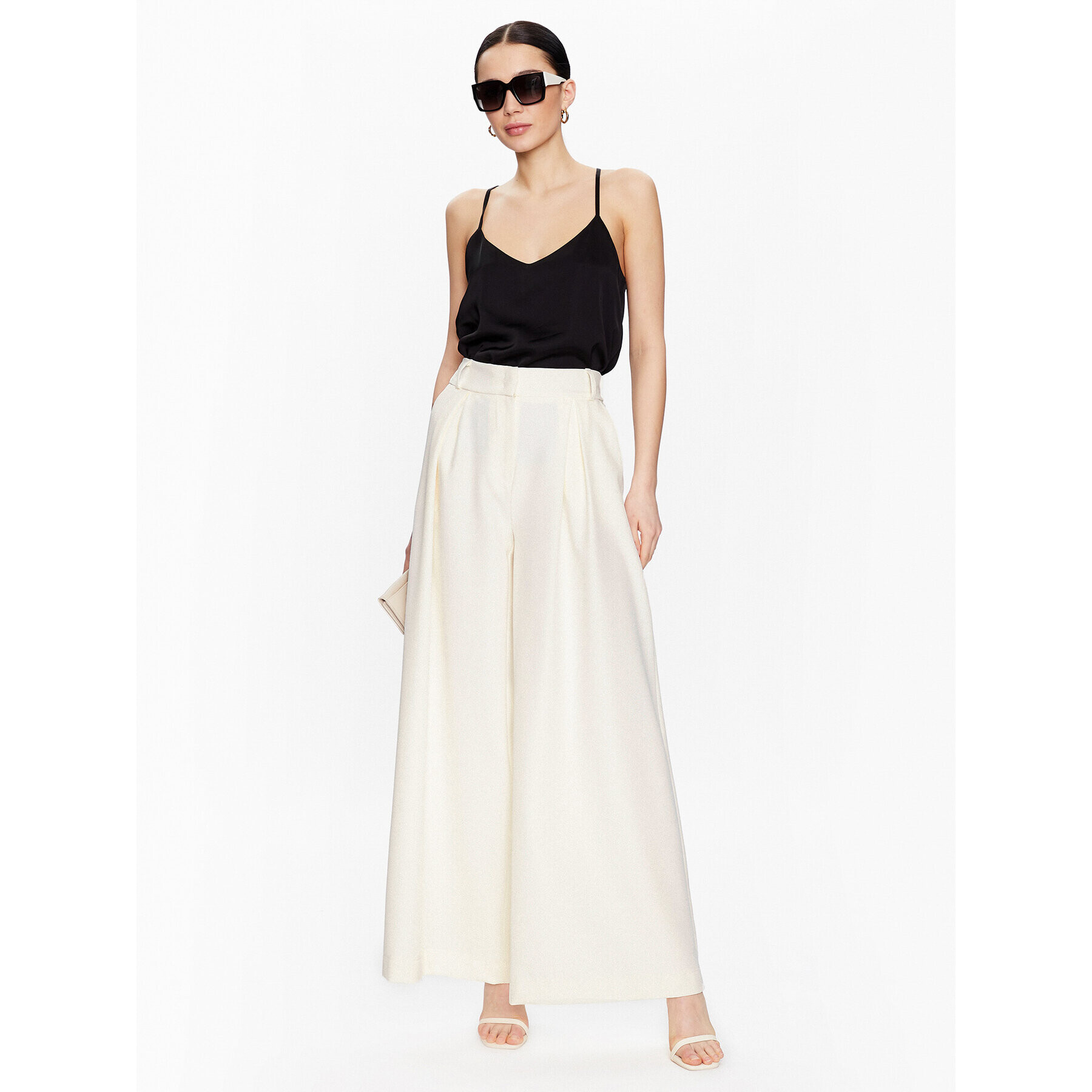 Maryley Pantaloni din material 23EB564/43GE Écru Wide Leg - Pled.ro