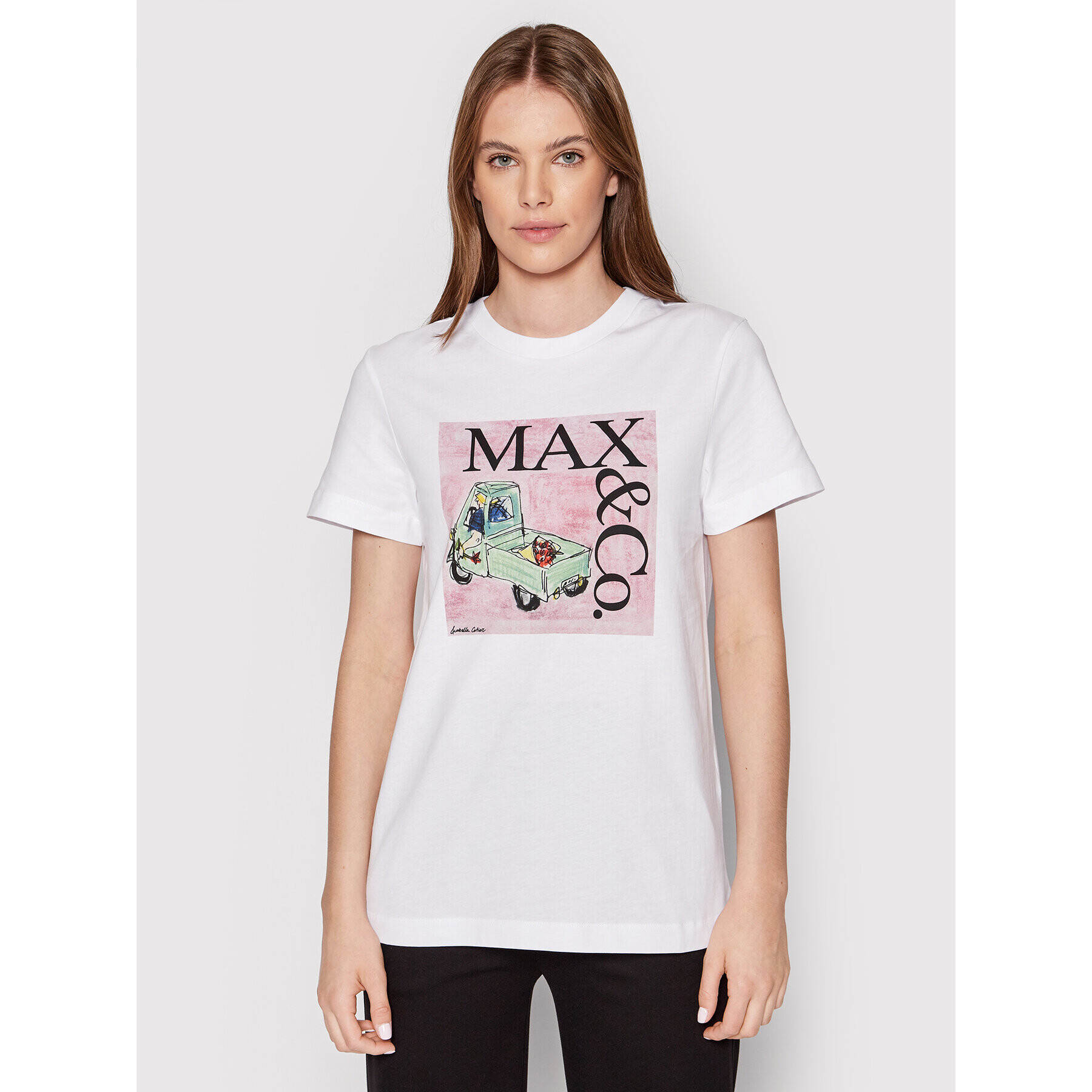 MAX&Co. Tricou Teelabi 79719022 Alb Regular Fit - Pled.ro