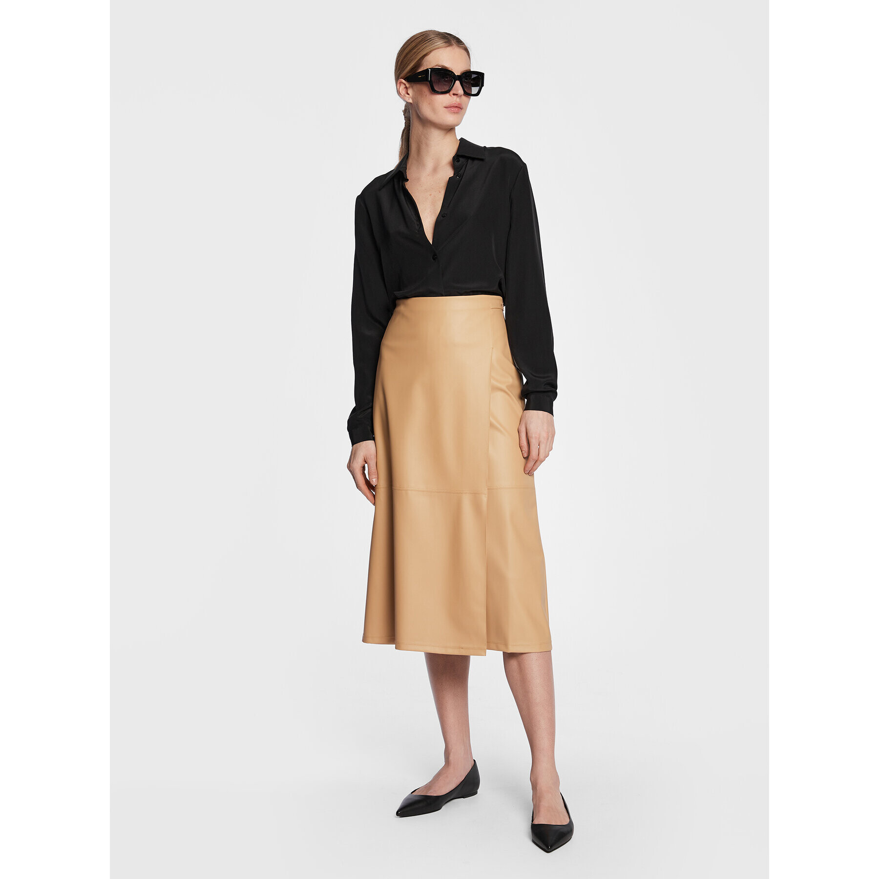 Max Mara Leisure Fustă trapez Facella 23377101 Bej Regular Fit - Pled.ro