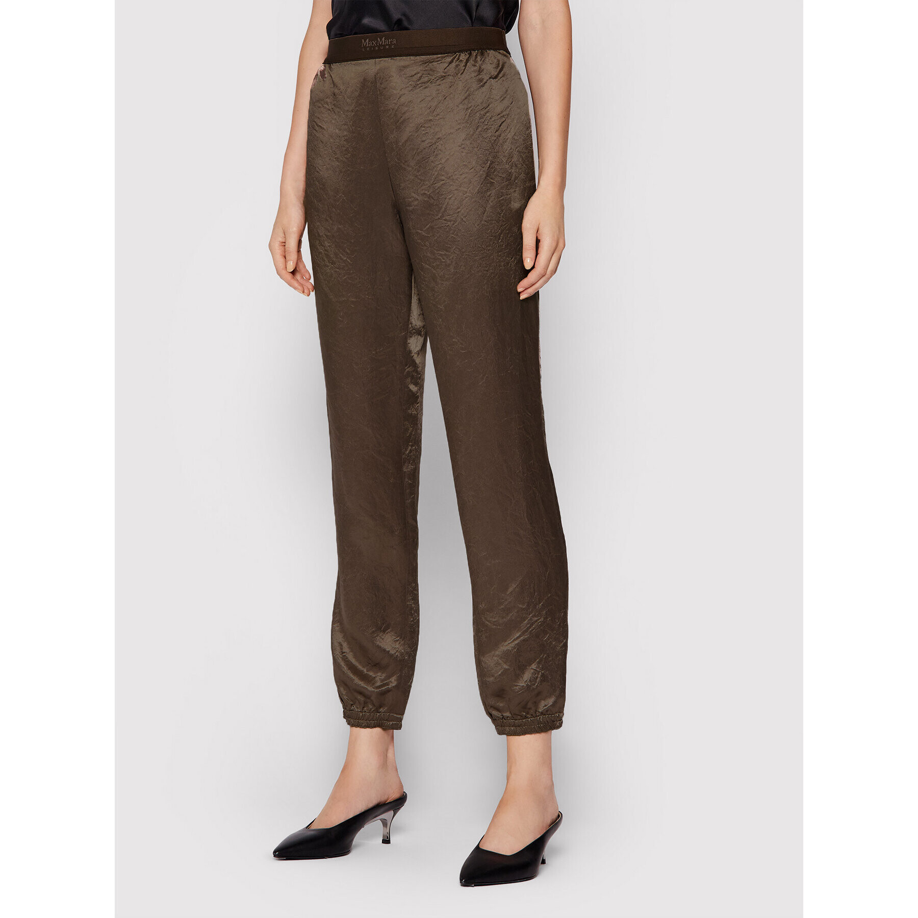 Max Mara Leisure Pantaloni din material Balzac 31360216 Maro Regular Fit - Pled.ro