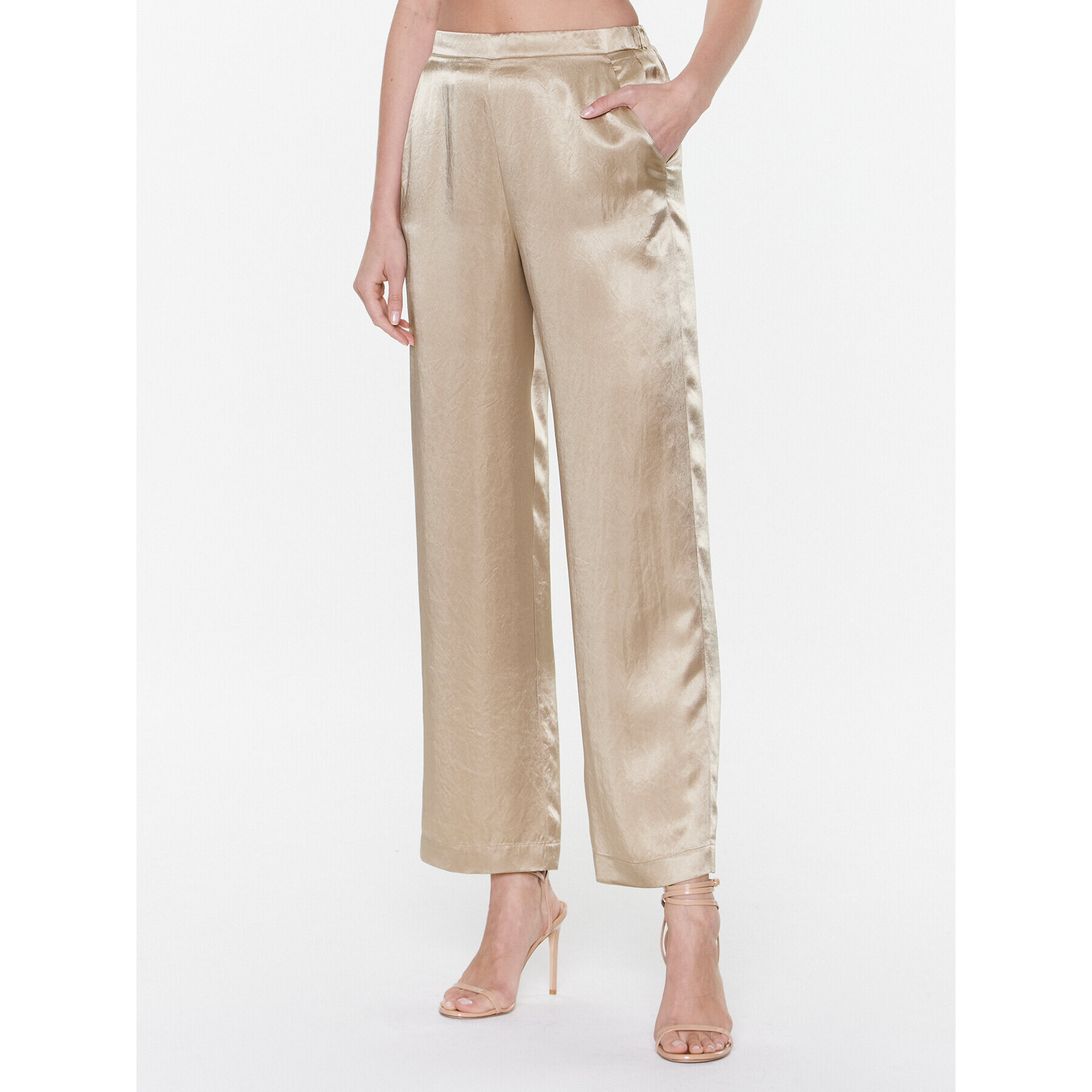 Max Mara Leisure Pantaloni din material Fischio 23313101 Auriu Relaxed Fit - Pled.ro