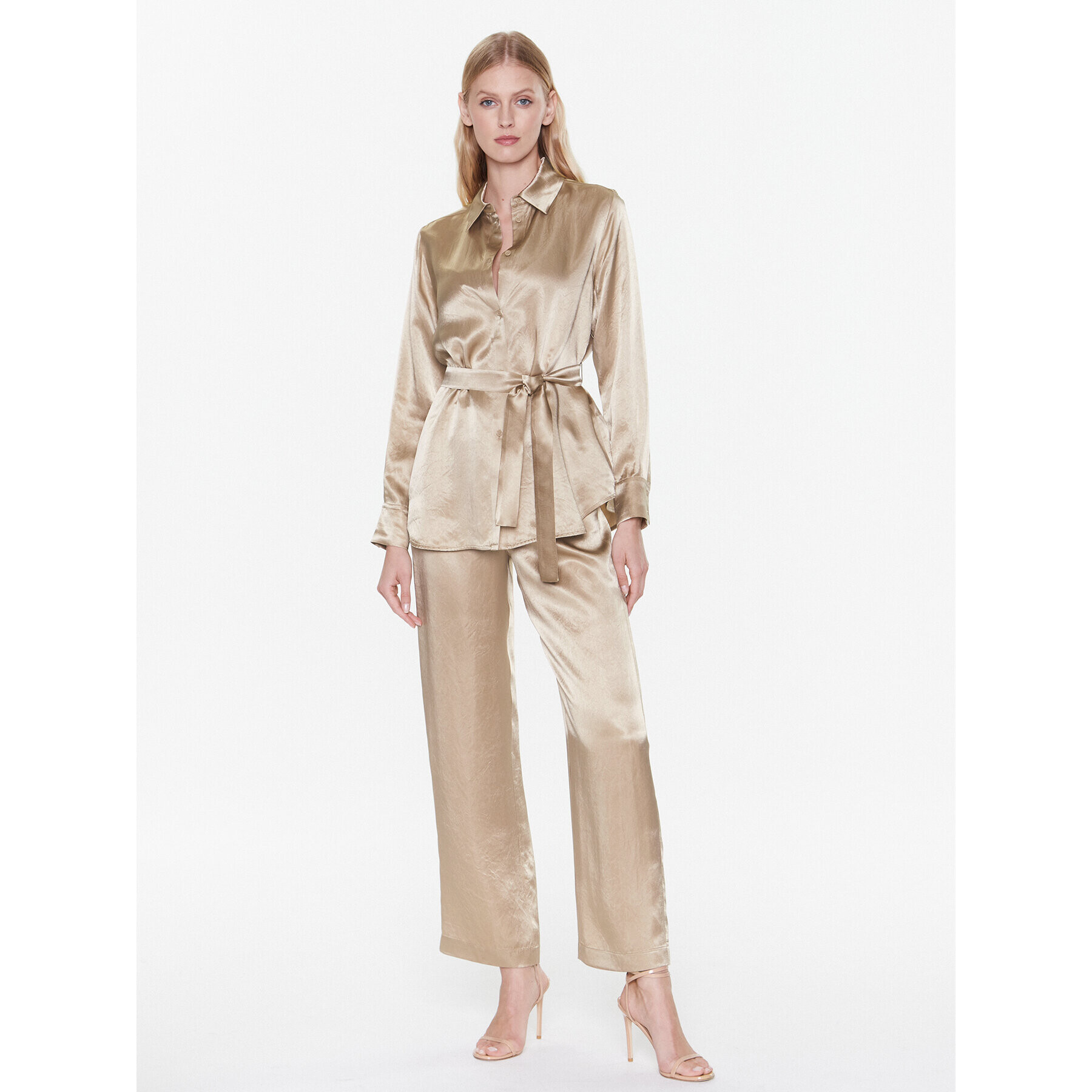 Max Mara Leisure Pantaloni din material Fischio 23313101 Auriu Relaxed Fit - Pled.ro