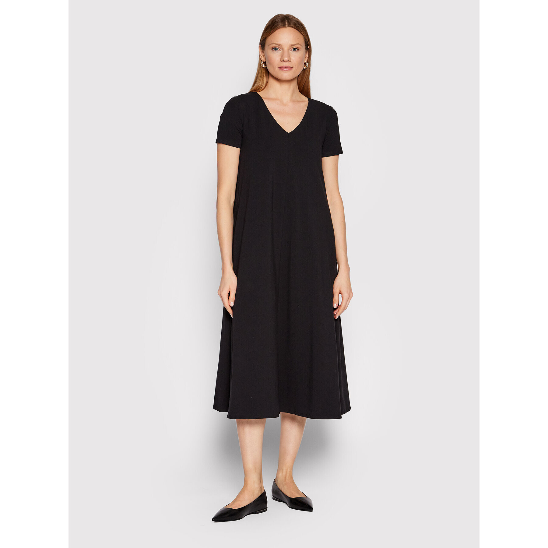 Max Mara Leisure Rochie de zi Polka 36210626 Negru Relaxed Fit - Pled.ro