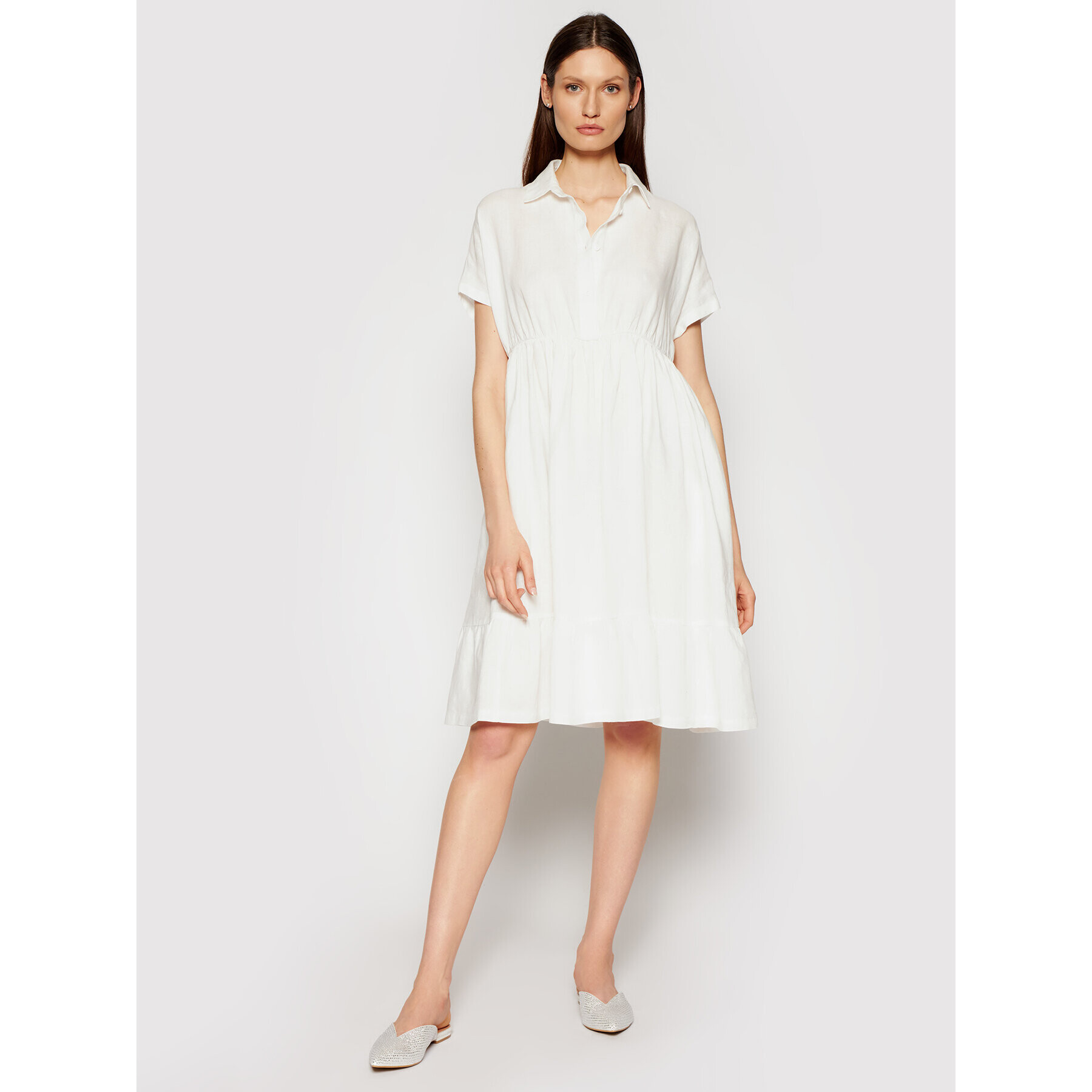 Max Mara Leisure Rochie tip cămașă Dolmen 32210716 Alb Regular Fit - Pled.ro