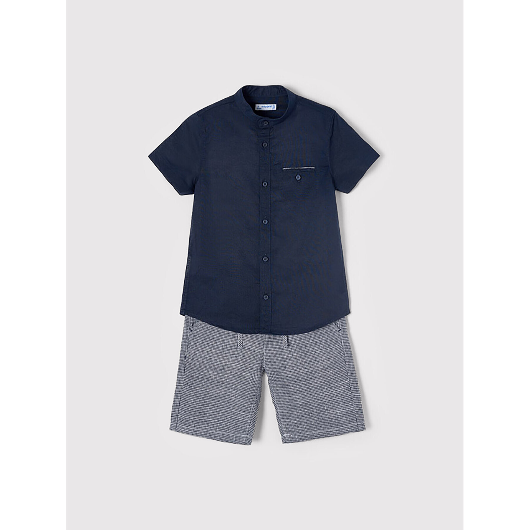 Mayoral Set cămașă și șorturi din material textil 3267 Bleumarin Regular Fit - Pled.ro