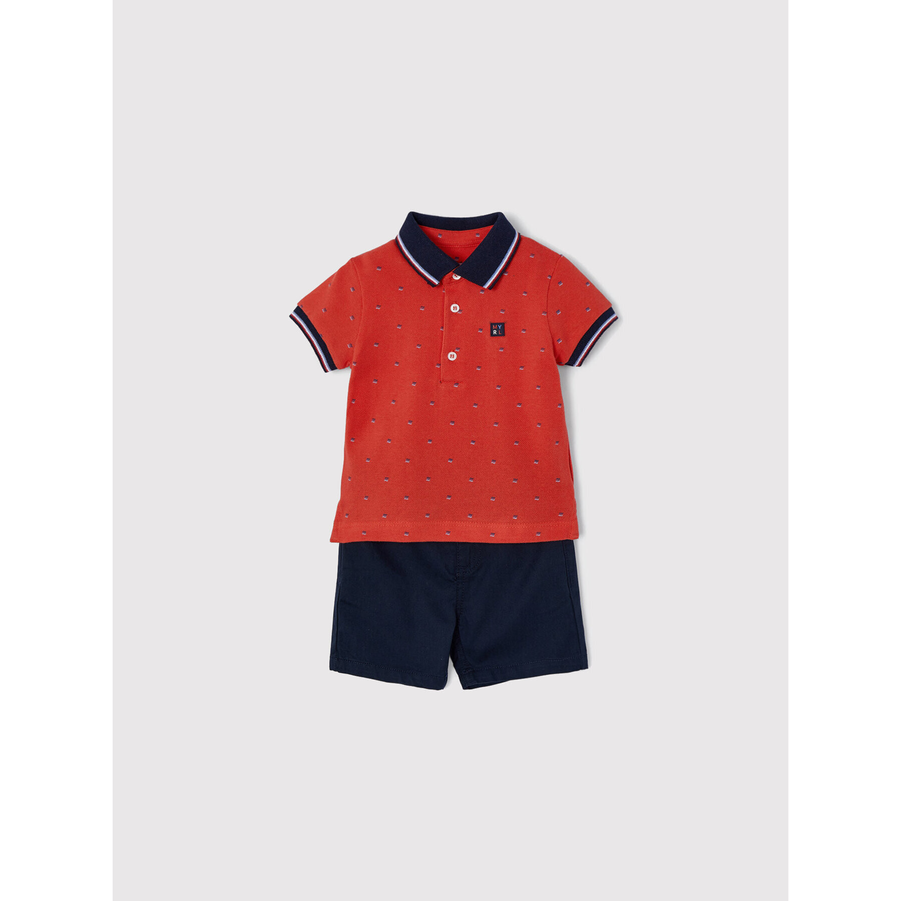 Mayoral Set polo și pantaloni scurți 1233 Roșu Regular Fit - Pled.ro