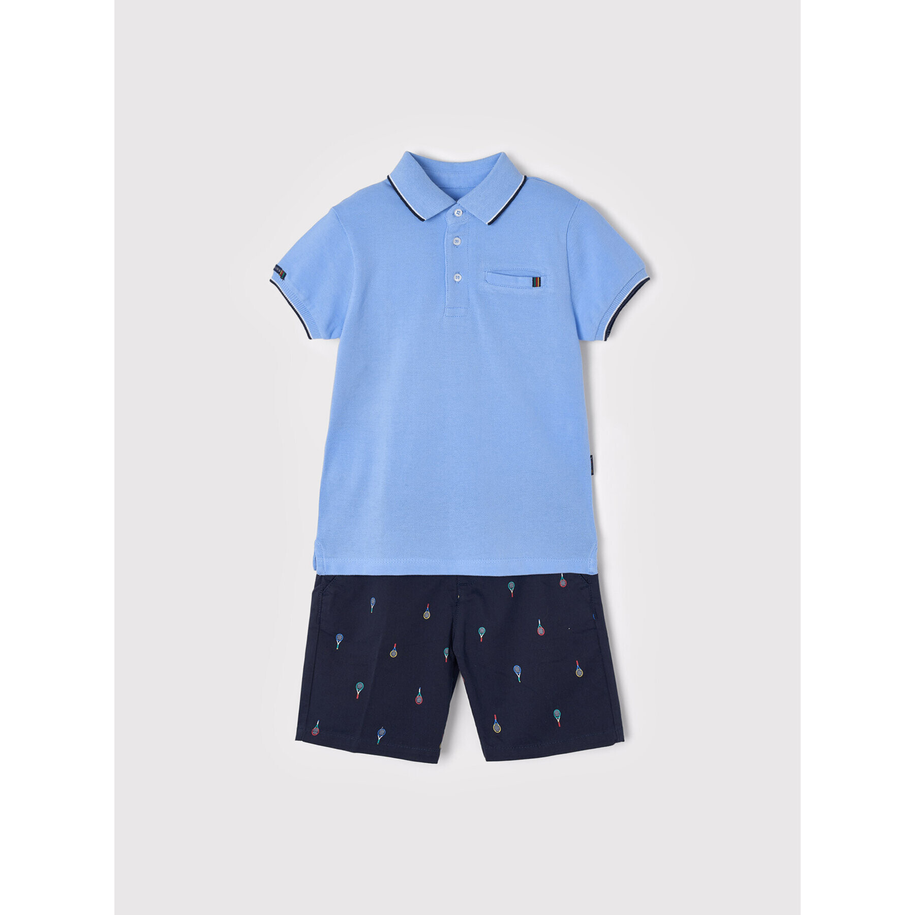 Mayoral Set polo și pantaloni scurți 3269 Albastru Regular Fit - Pled.ro