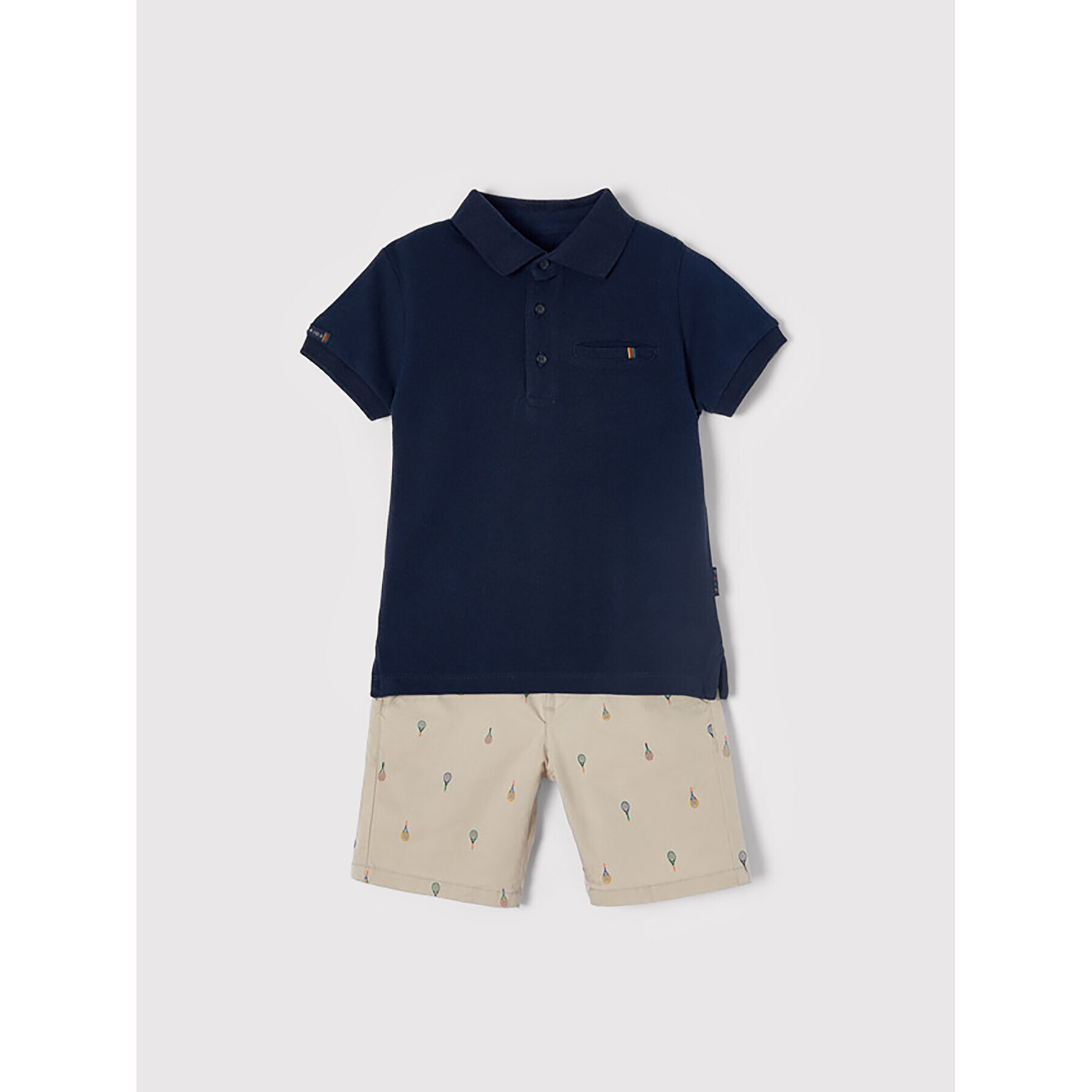 Mayoral Set polo și pantaloni scurți 3269 Bleumarin Regular Fit - Pled.ro