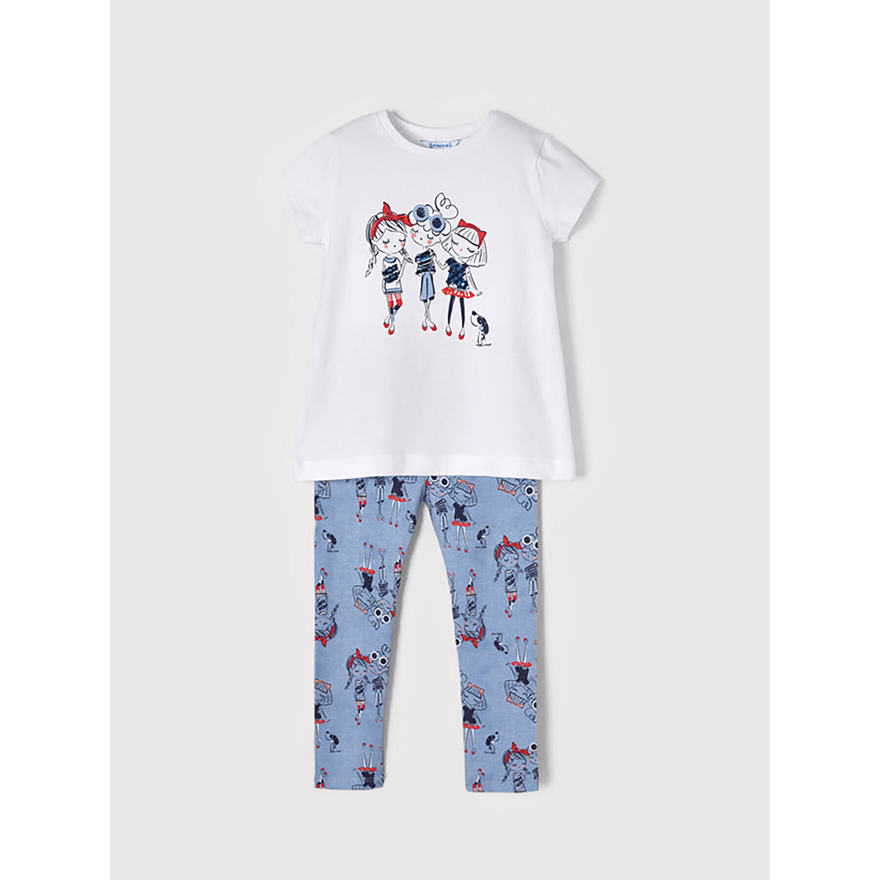 Mayoral Set tricou și leggings 3765 Alb Regular Fit - Pled.ro