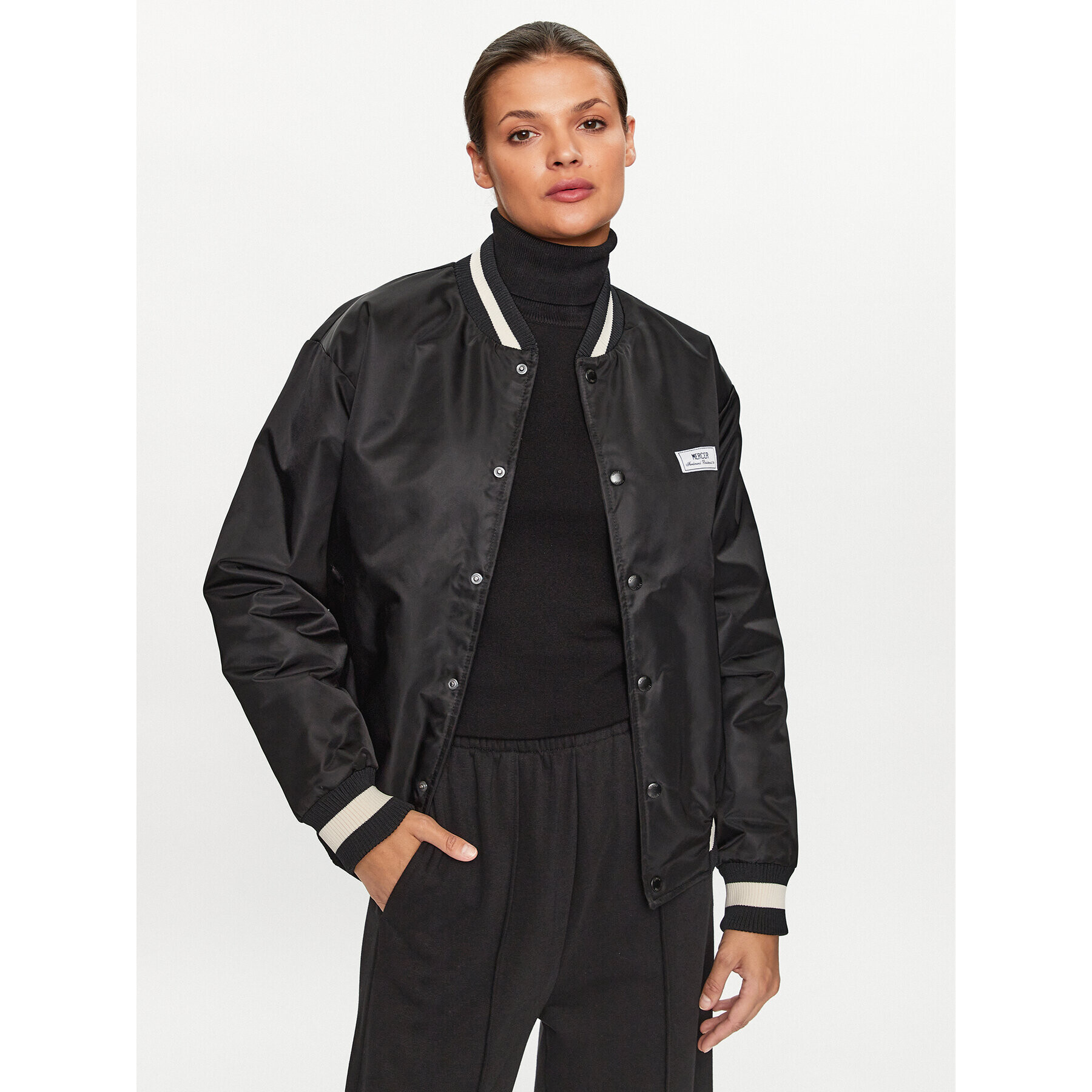 Mercer Amsterdam Geacă bomber Unisex Re-Varsity MEAP231010 Negru Regular Fit - Pled.ro