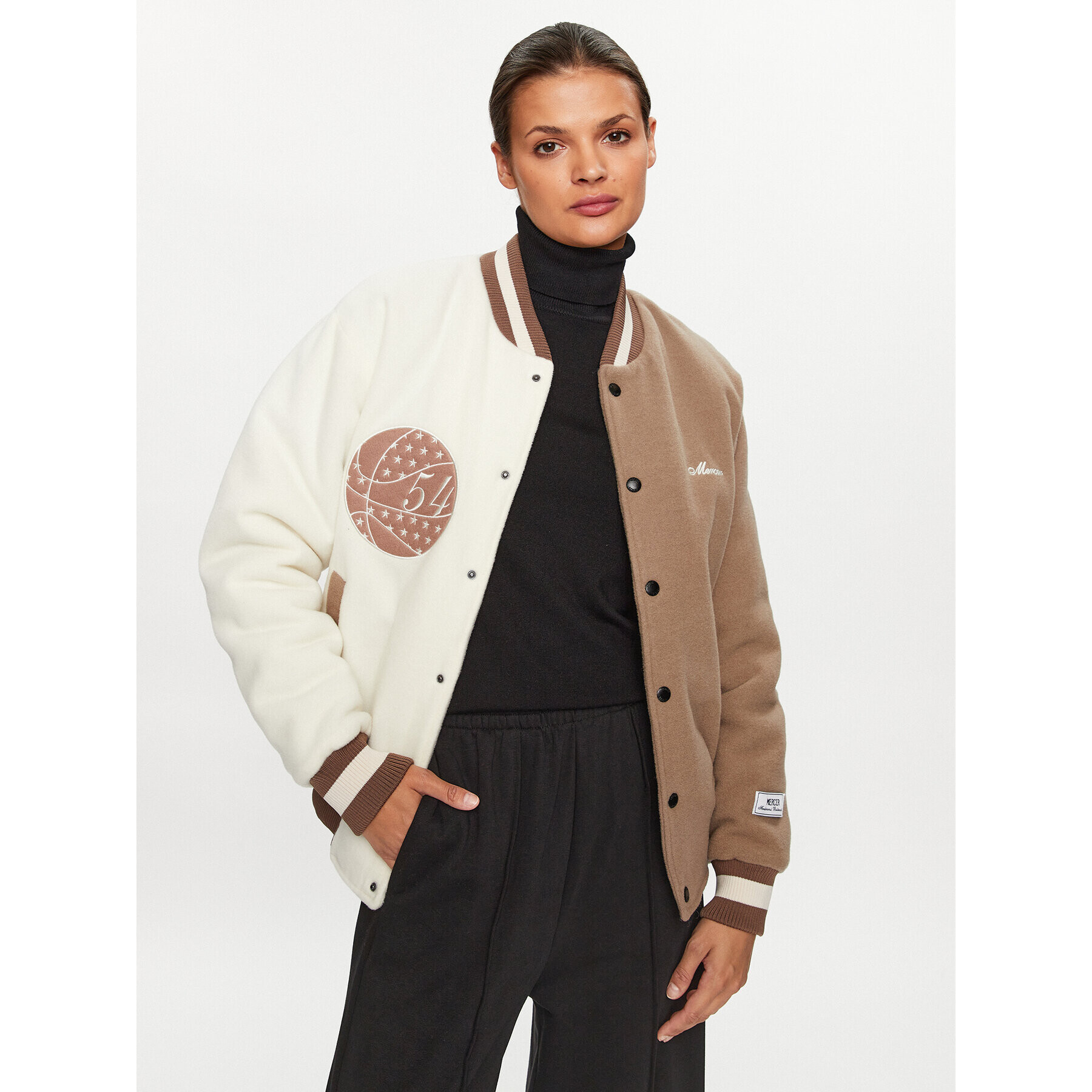 Mercer Amsterdam Geacă bomber Unisex The All Out Varsity MEAP231007 Bej Regular Fit - Pled.ro