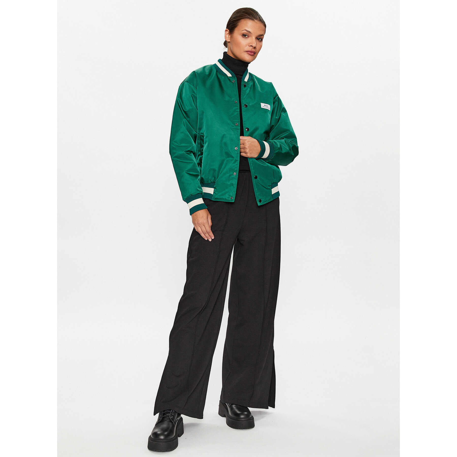 Mercer Amsterdam Geacă bomber Unisex The Re-Varsity MEAP231010 Verde Relaxed Fit - Pled.ro