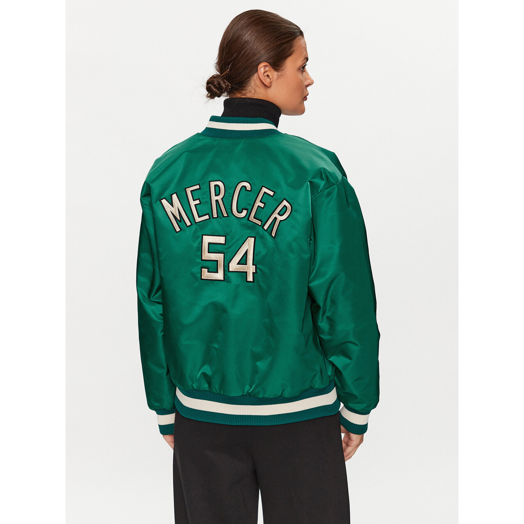 Mercer Amsterdam Geacă bomber Unisex The Re-Varsity MEAP231010 Verde Relaxed Fit - Pled.ro