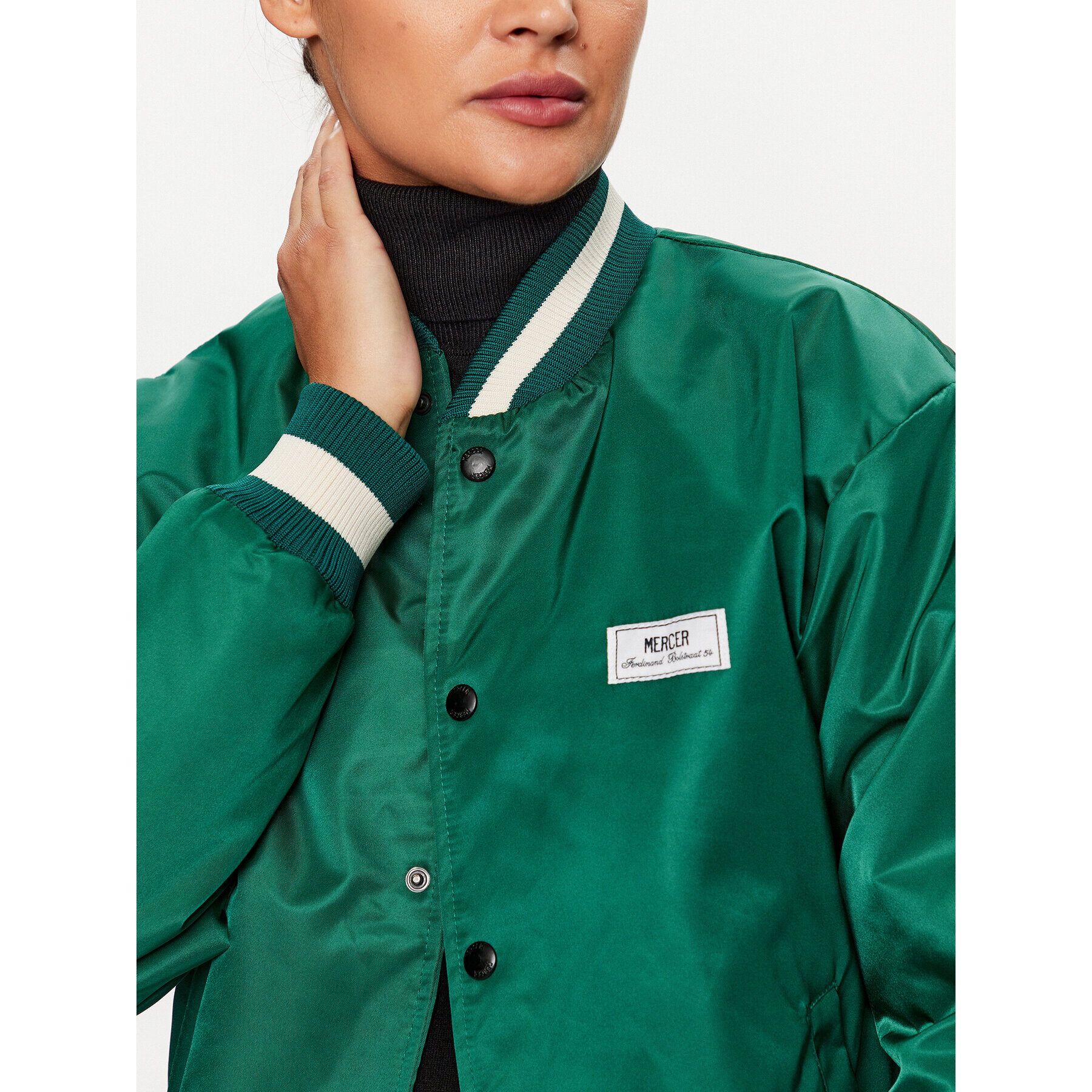 Mercer Amsterdam Geacă bomber Unisex The Re-Varsity MEAP231010 Verde Relaxed Fit - Pled.ro