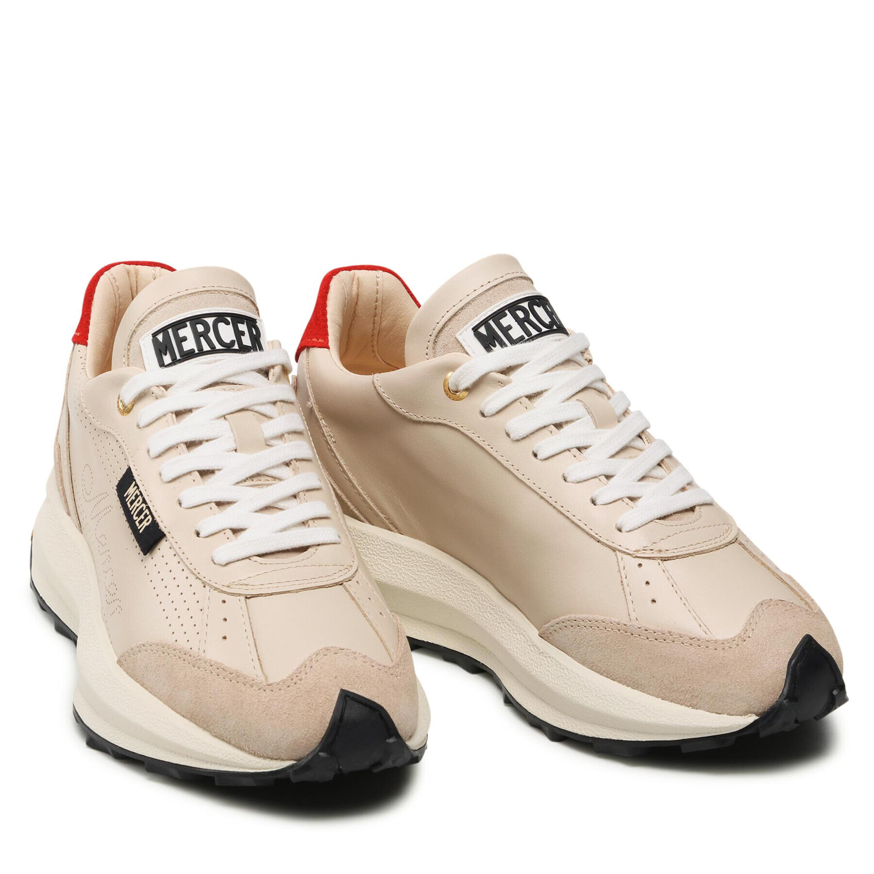 Mercer Amsterdam Sneakers The Racer Perforated Nappa ME221026 Bej - Pled.ro