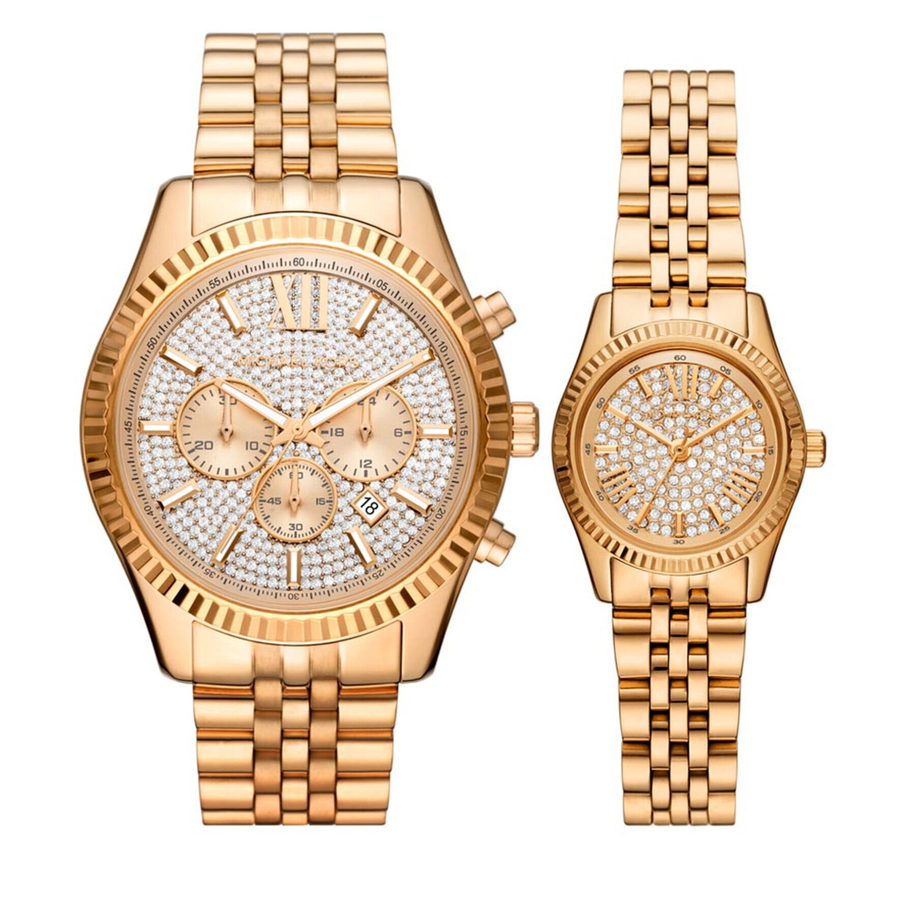 Michael Kors Set 2 ceasuri Lexington MK1047 Auriu - Pled.ro