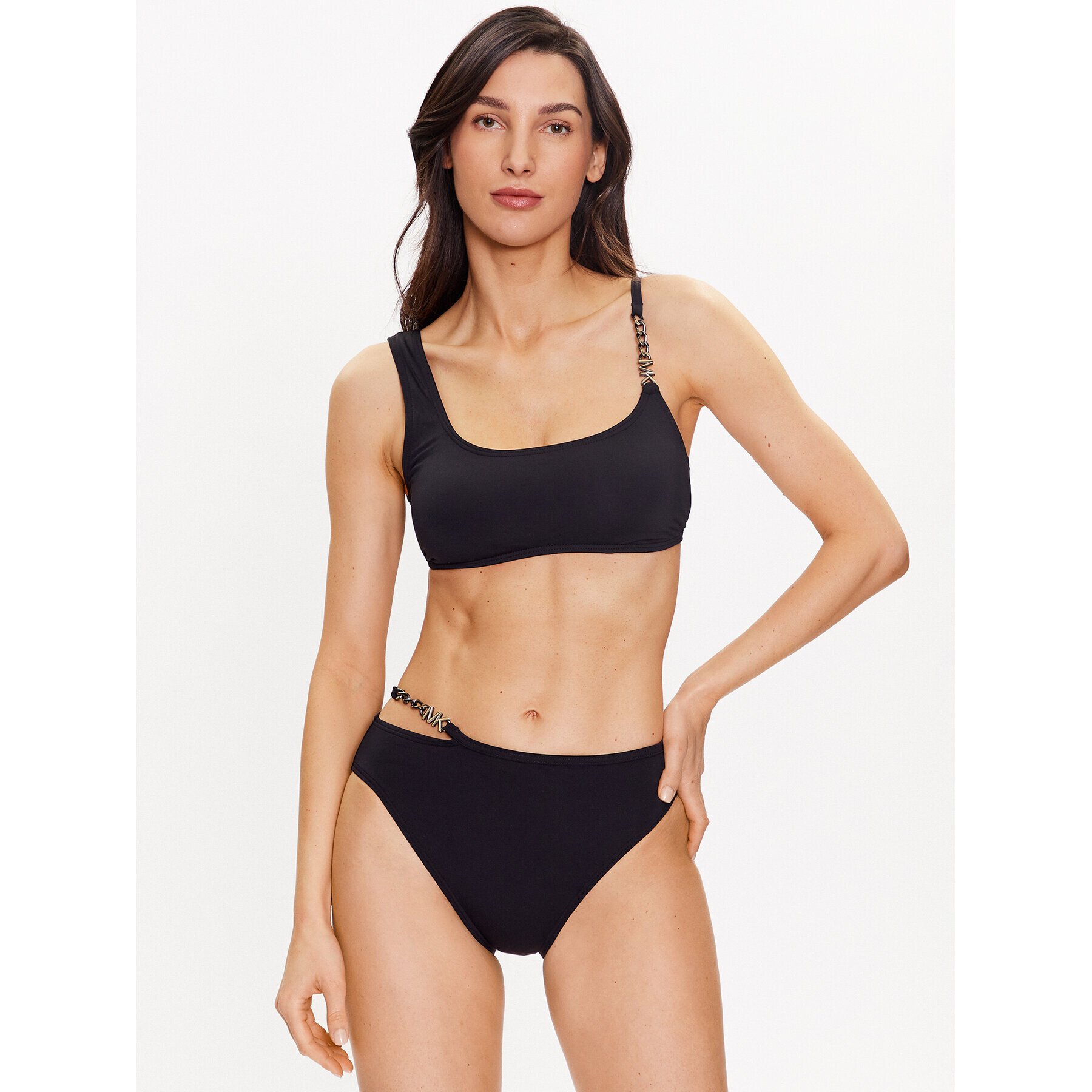 MICHAEL Michael Kors Bikini partea de jos Logo Chain MM1K034 Negru - Pled.ro