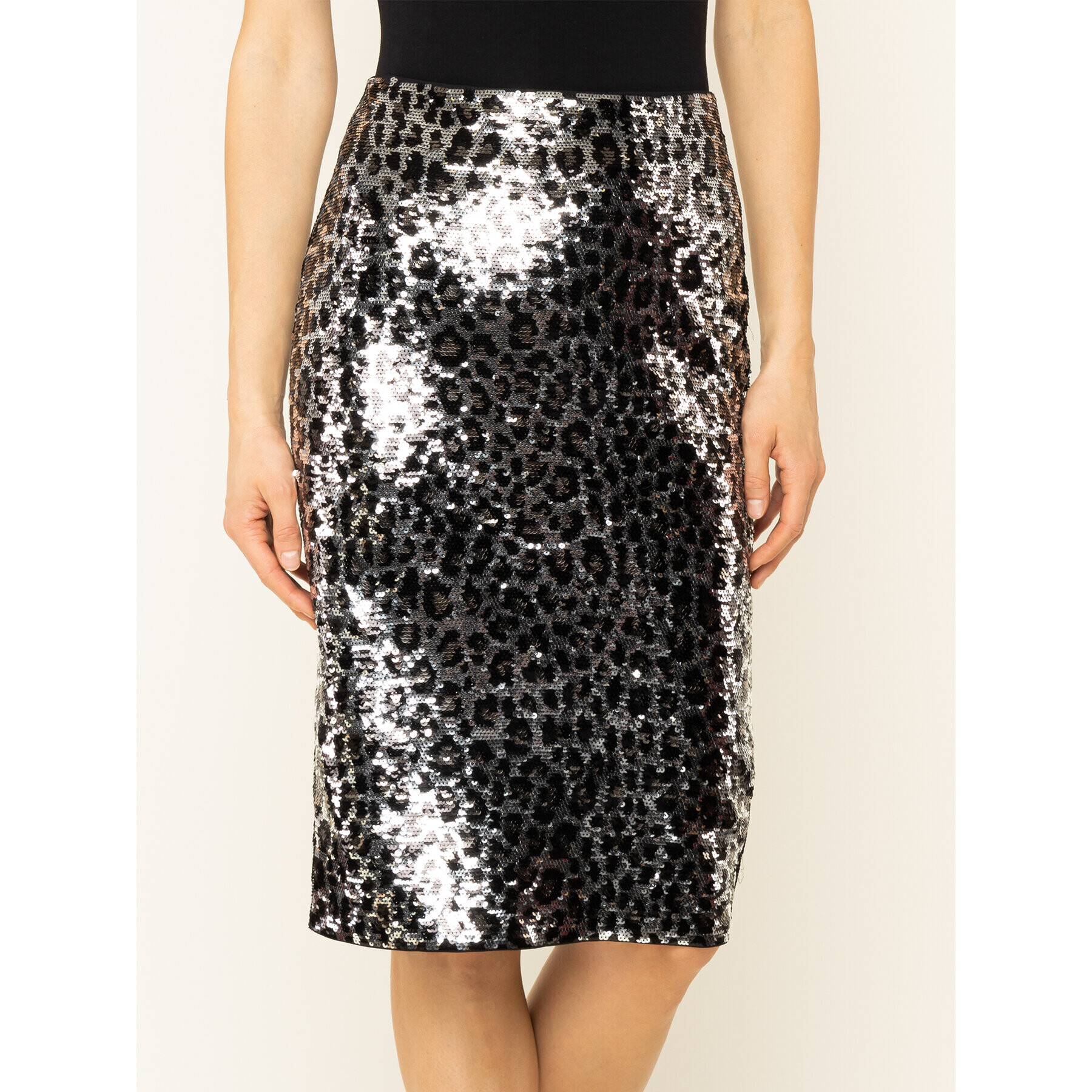 MICHAEL Michael Kors Fustă tip creion Leopard Sequined MF97EZXCJE Argintiu Regular Fit - Pled.ro