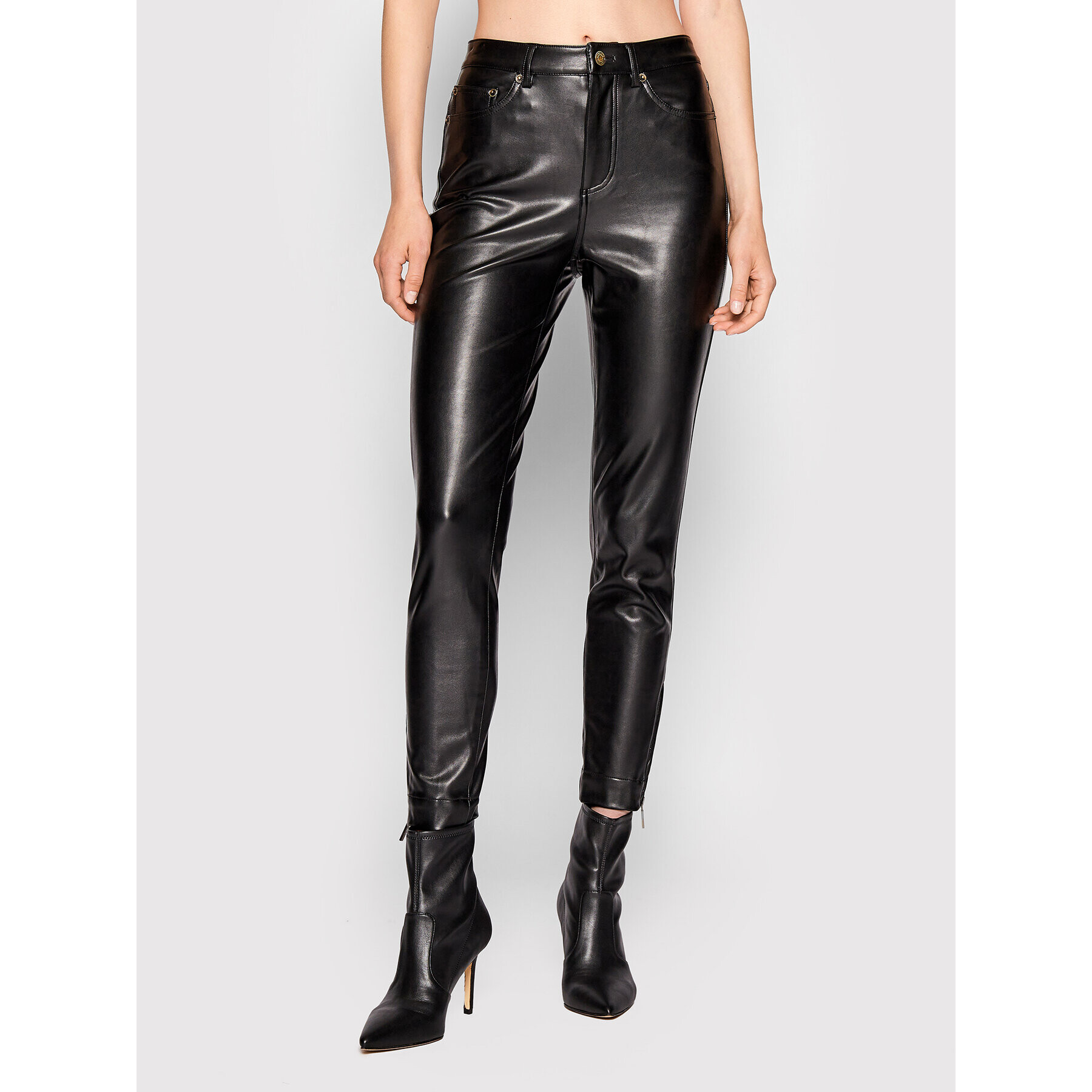 MICHAEL Michael Kors Pantaloni din imitație de piele MU2309I2S8 Negru Slim Fit - Pled.ro