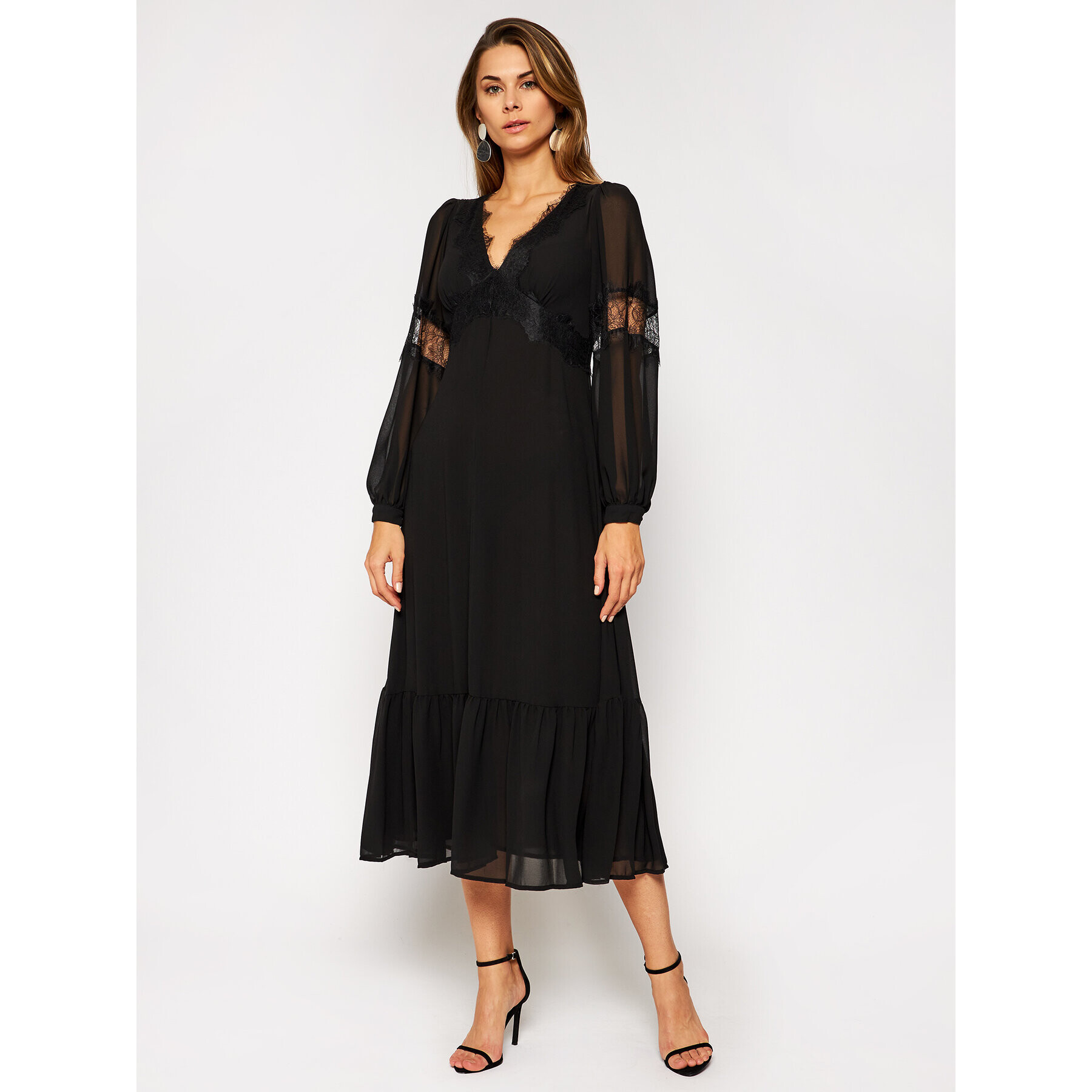 MICHAEL Michael Kors Rochie cocktail Georgette MF0800H7R3 Negru Regular Fit - Pled.ro