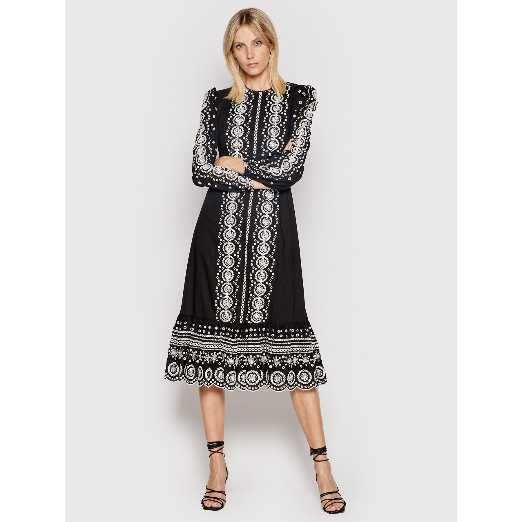 MICHAEL Michael Kors Rochie de zi Eyelet Scalloped MU180MNS98 Negru Regular Fit - Pled.ro