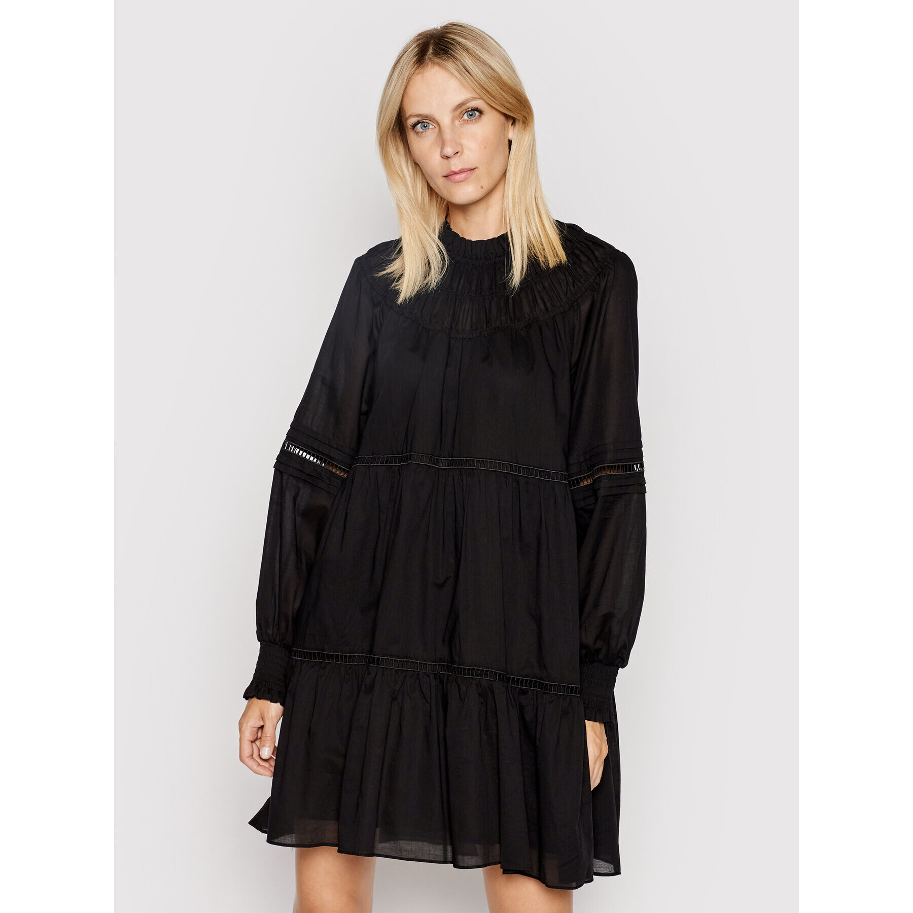 MICHAEL Michael Kors Rochie de zi Smocked Lawn Tiered MU1808L4YJ Negru Regular Fit - Pled.ro