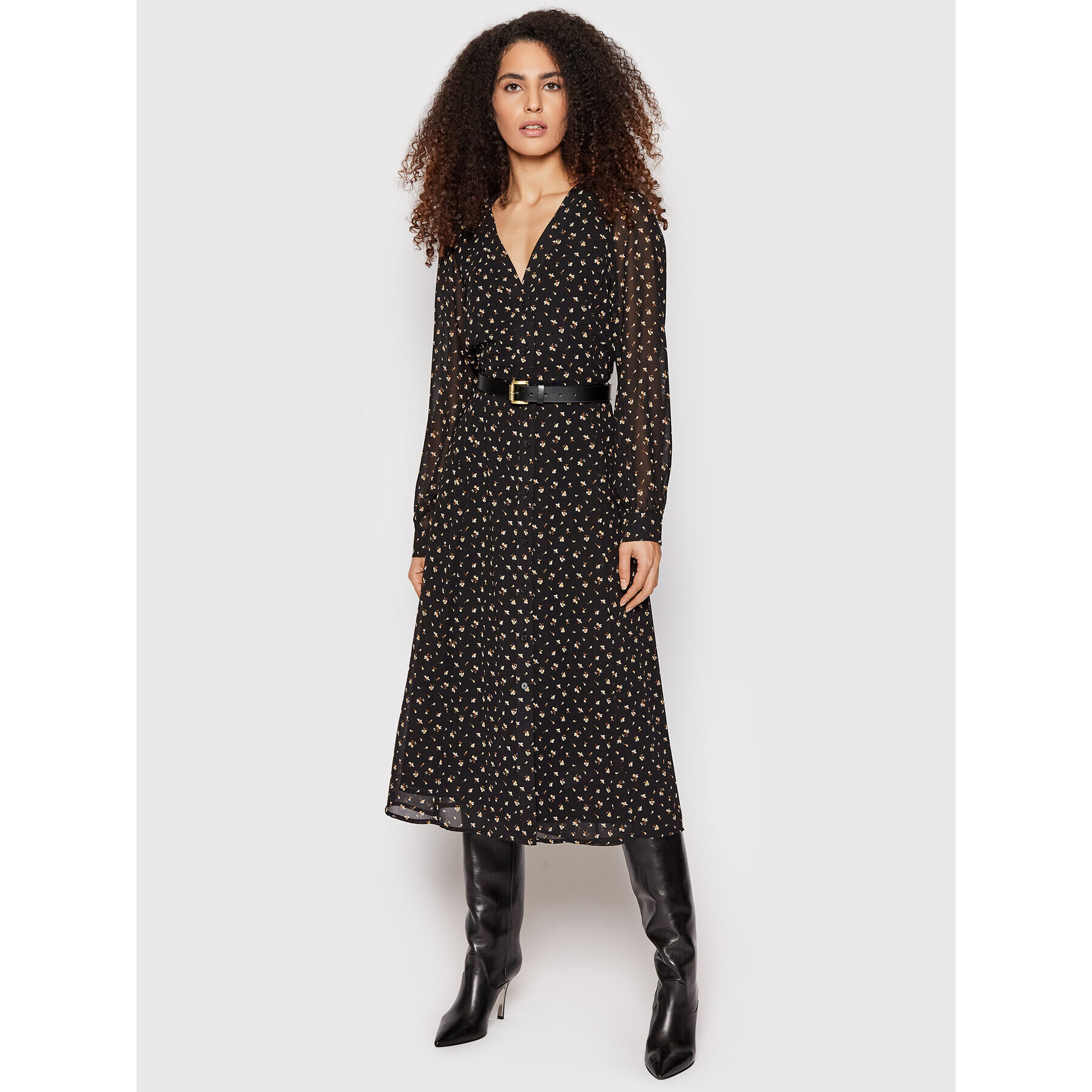 MICHAEL Michael Kors Rochie tip cămașă Kate MH18Y464PE Negru Regular Fit - Pled.ro