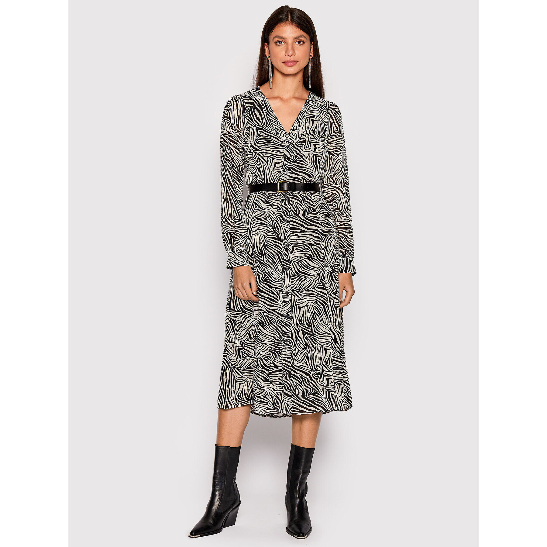 MICHAEL Michael Kors Rochie tip cămașă Georgette MU28Y46636 Bej Regular Fit - Pled.ro