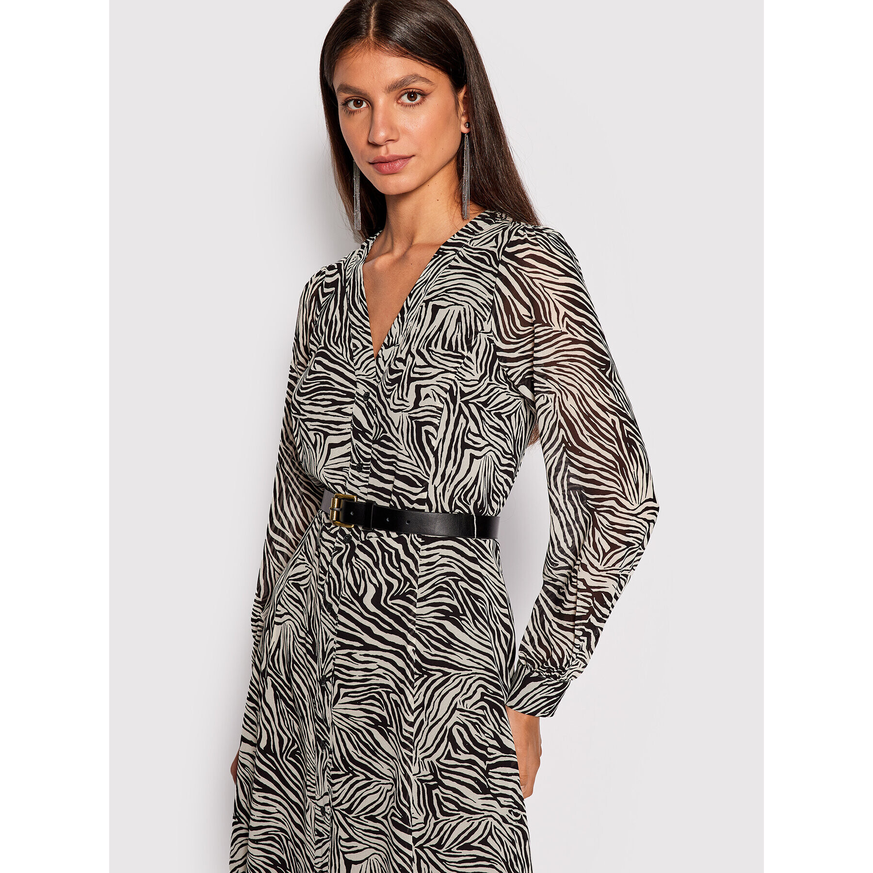 MICHAEL Michael Kors Rochie tip cămașă Georgette MU28Y46636 Bej Regular Fit - Pled.ro