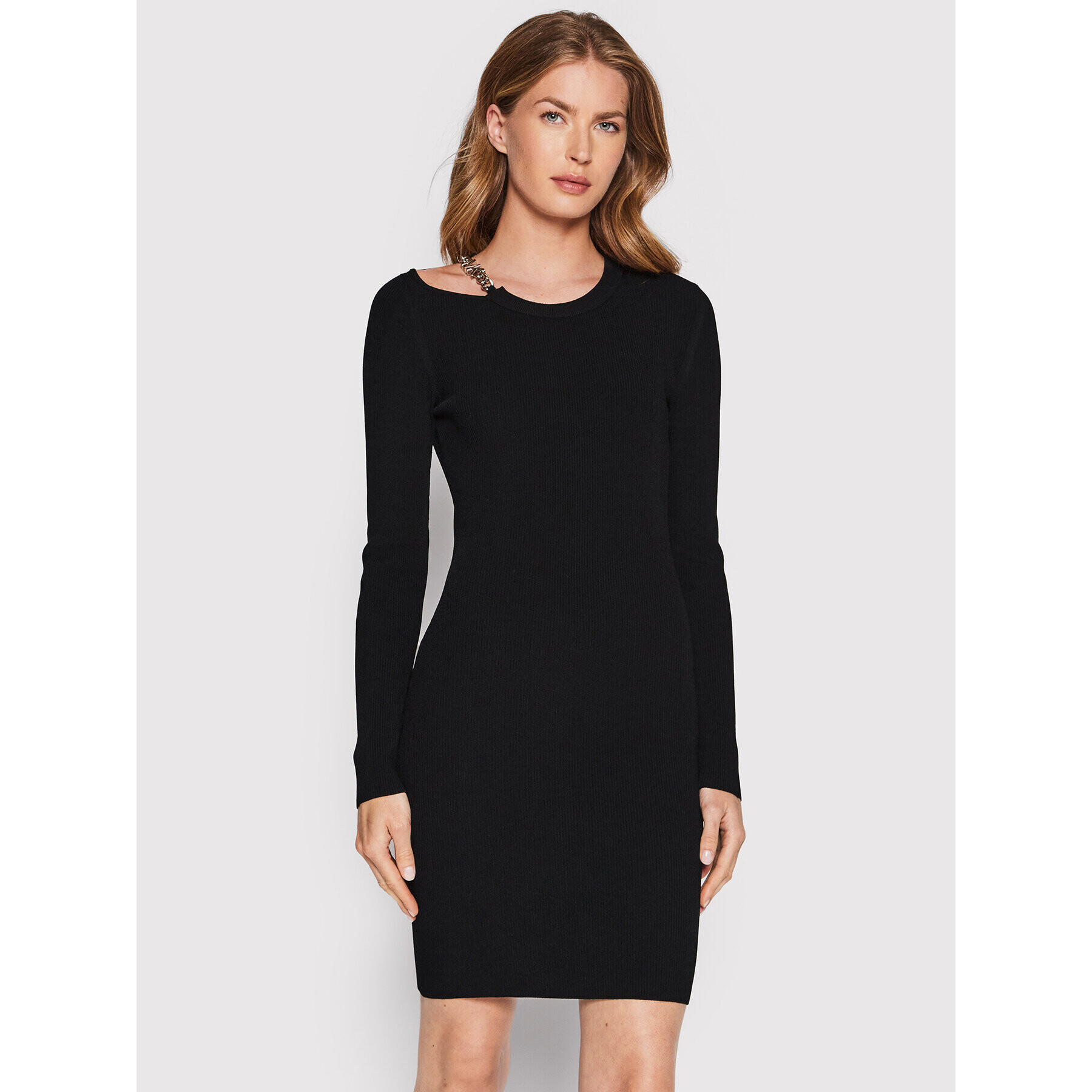 MICHAEL Michael Kors Rochie tricotată Chain Link MS2810C33D Negru Slim Fit - Pled.ro