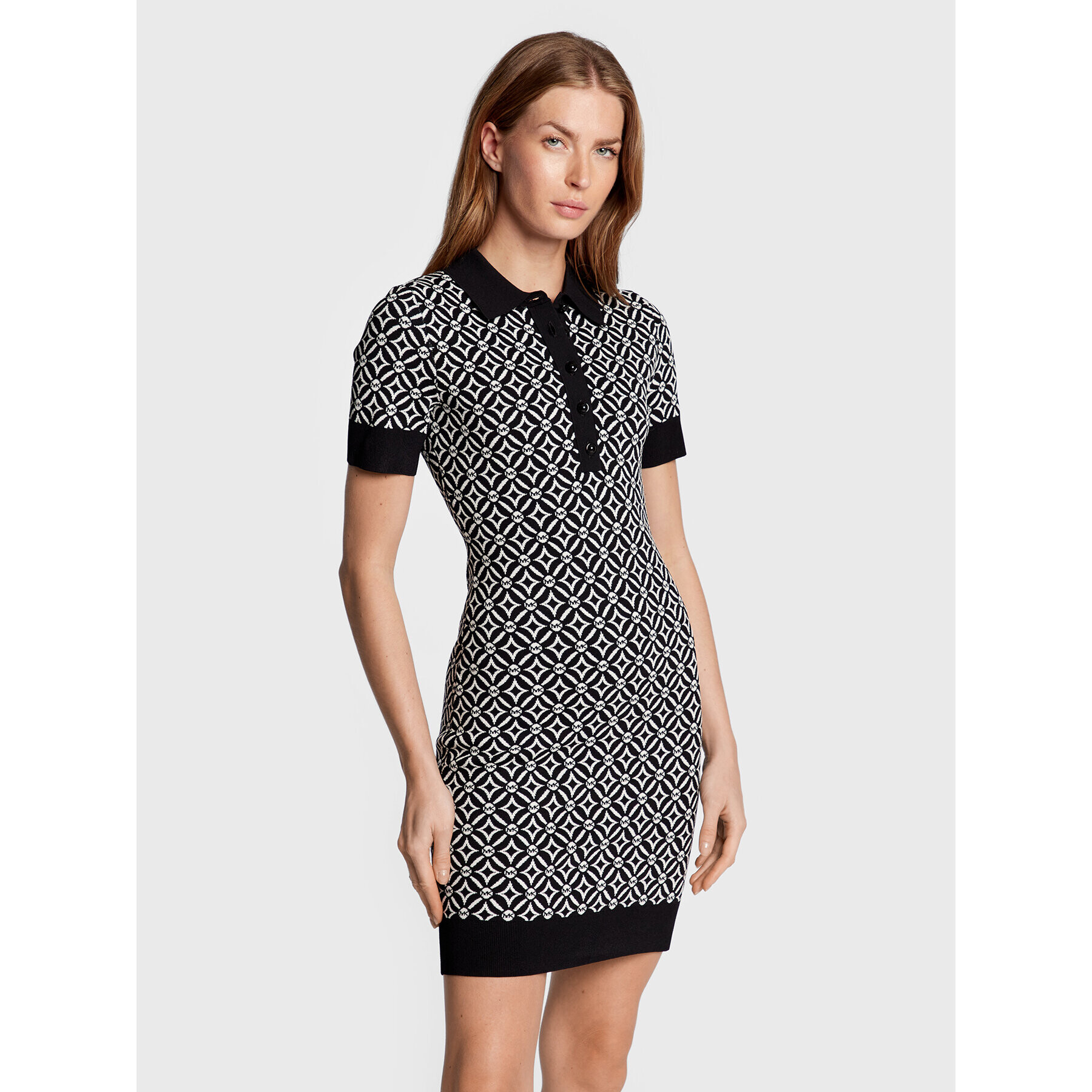 MICHAEL Michael Kors Rochie tricotată Logo Jacquard MF281EC6ZZ Negru Slim Fit - Pled.ro