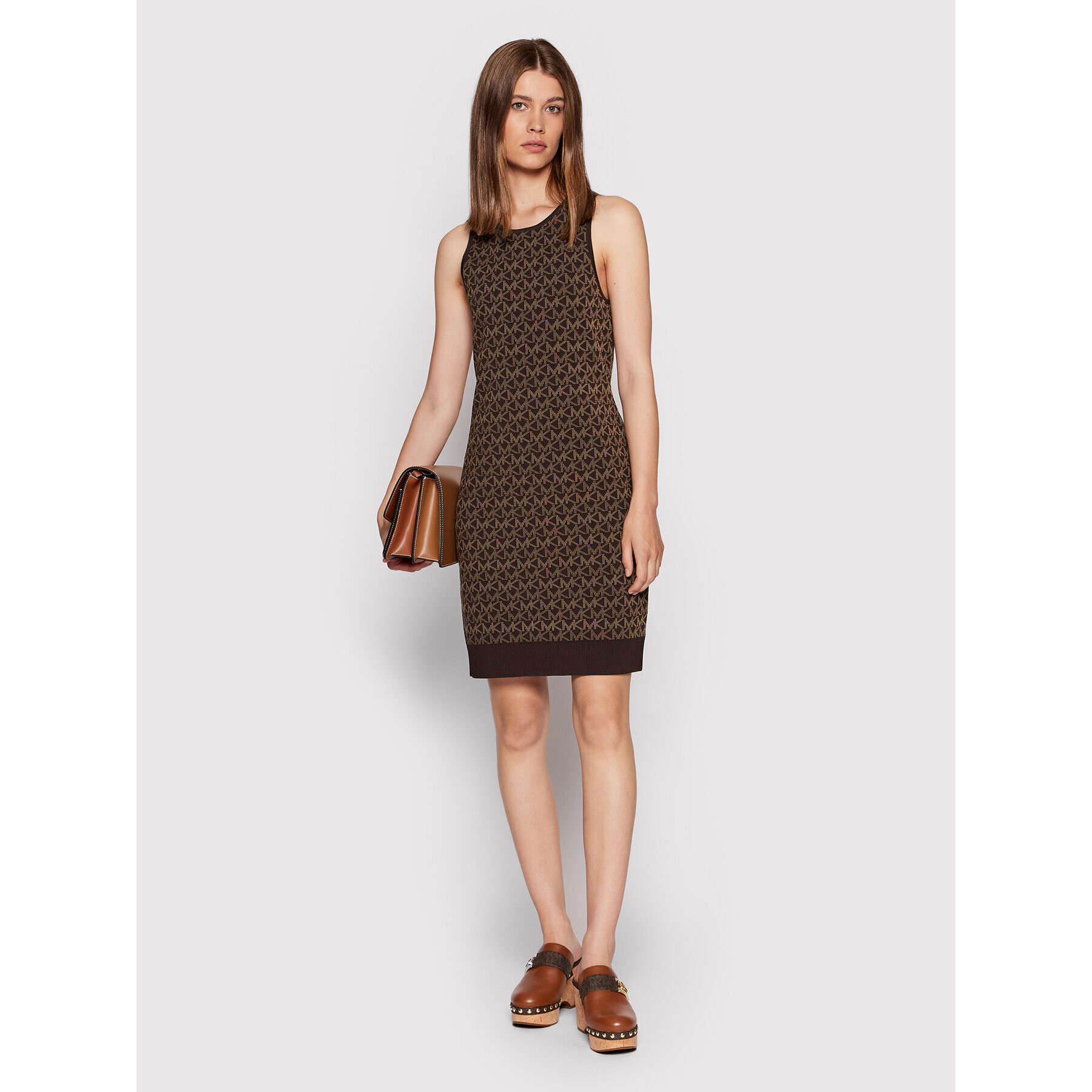 MICHAEL Michael Kors Rochie tricotată MH1807G5KZ Maro Slim Fit - Pled.ro