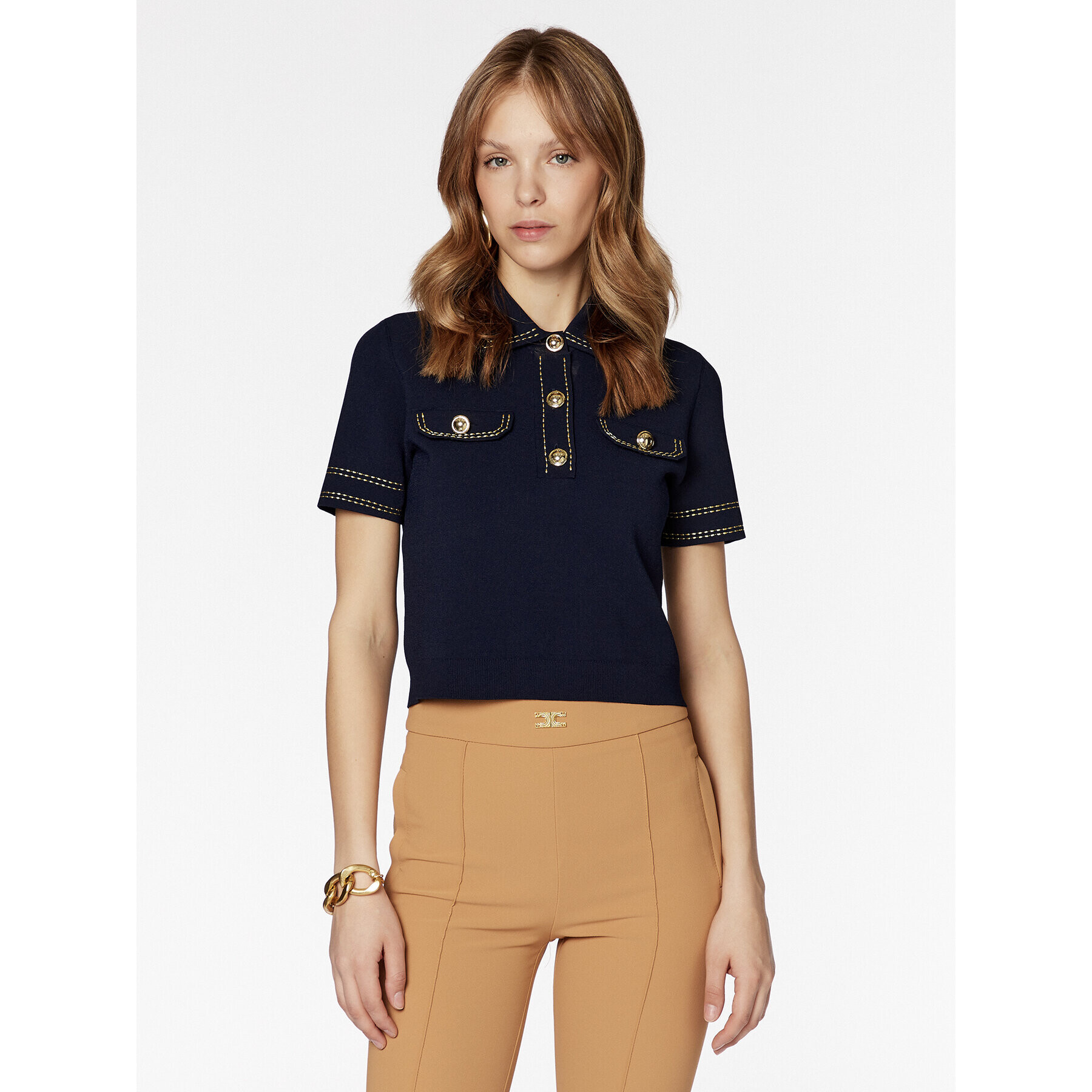 MICHAEL Michael Kors Tricou polo MS3602V33D Bleumarin Regular Fit - Pled.ro