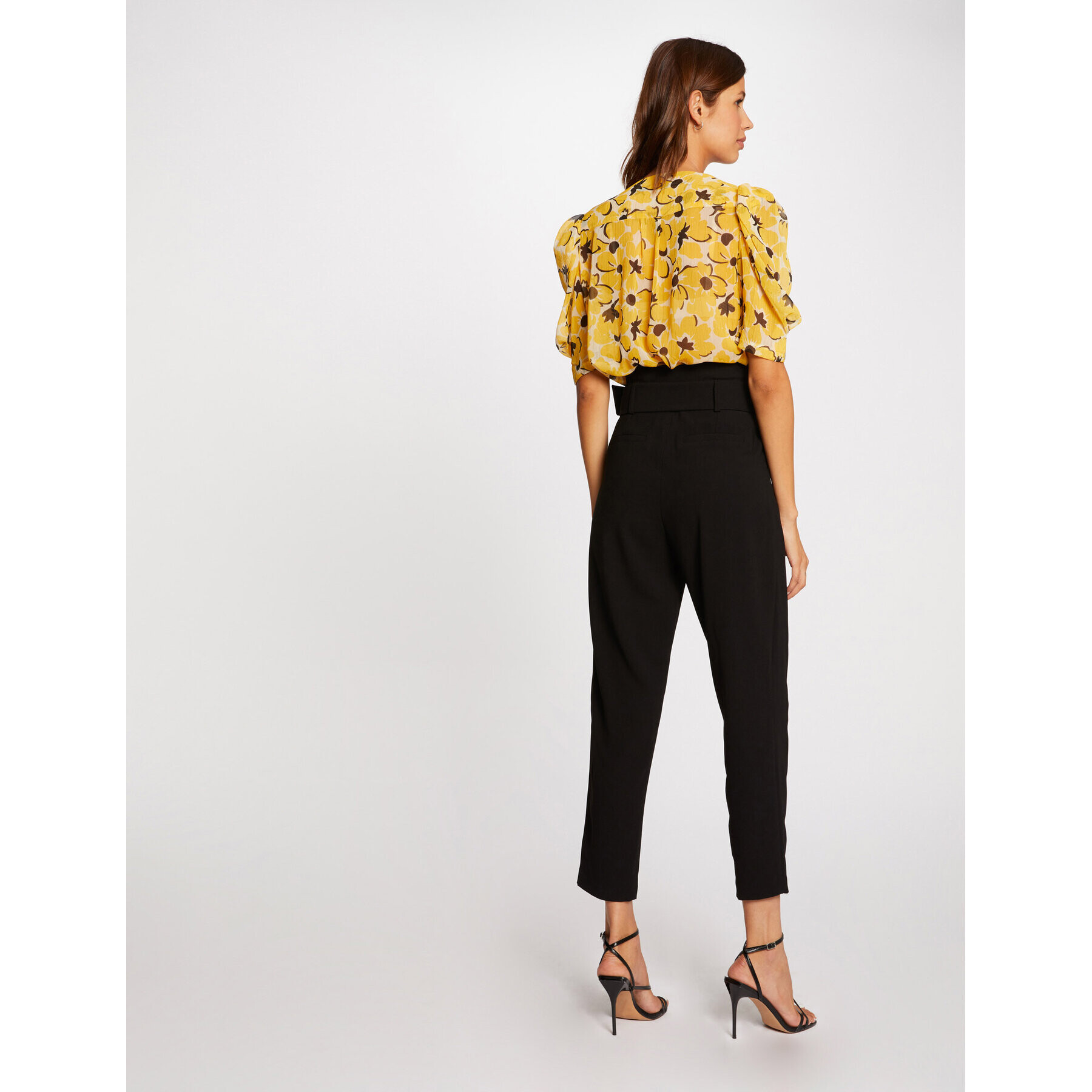 Morgan Pantaloni din material 212-PRING.F Negru Cropped Fit - Pled.ro